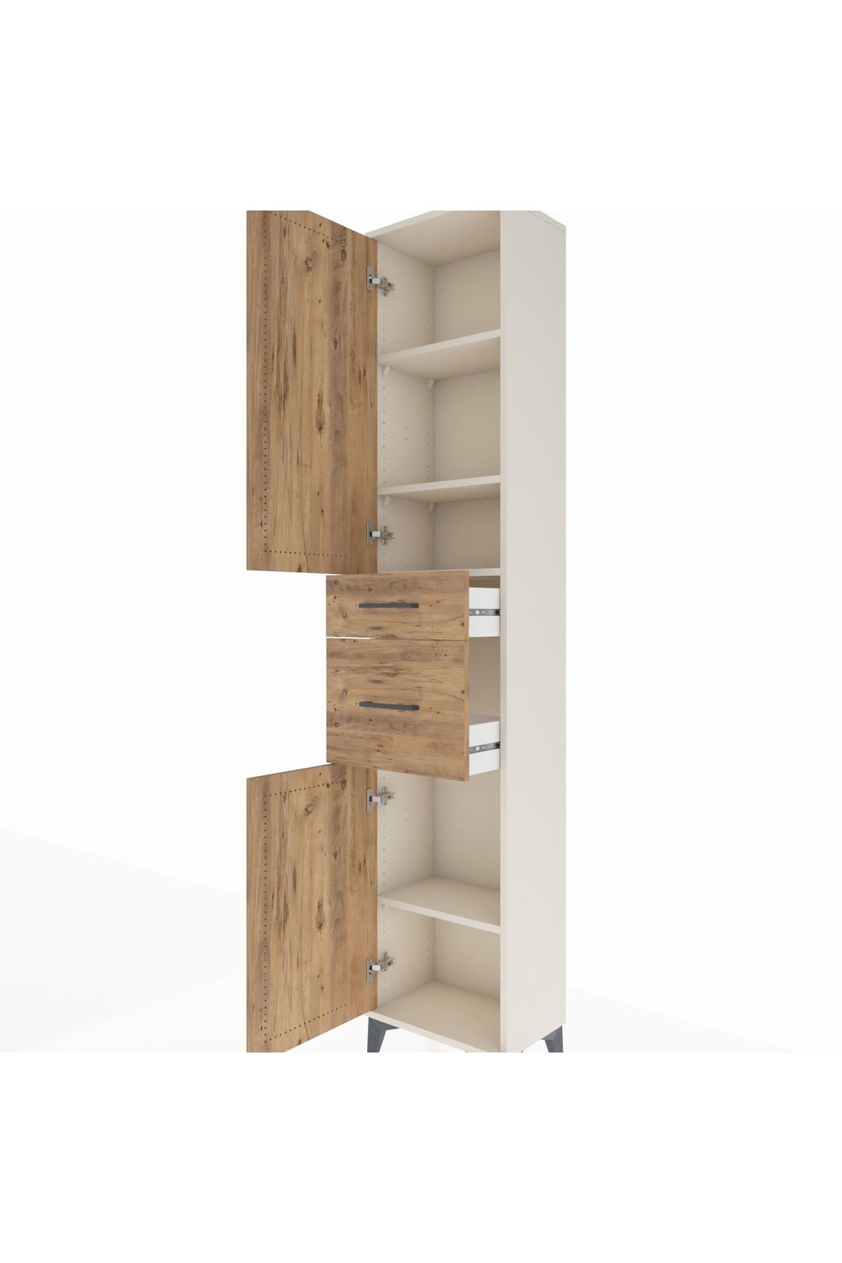Arges Dolap 4 Raflı 2 Çekmeceli 2 Kapaklı 44x30x221 - S28M209V3A