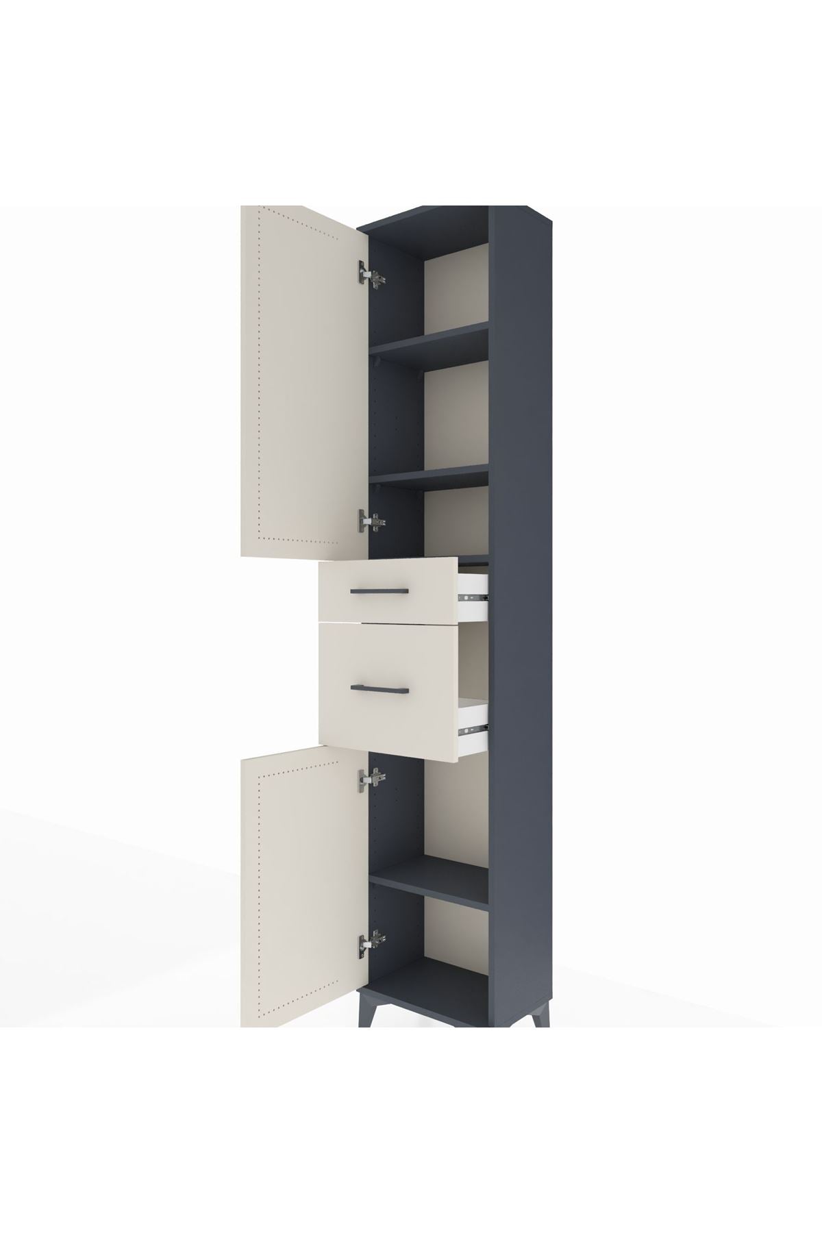 Arges Dolap 4 Raflı 2 Çekmeceli 2 Kapaklı 44x30x221 - S28M209V4A