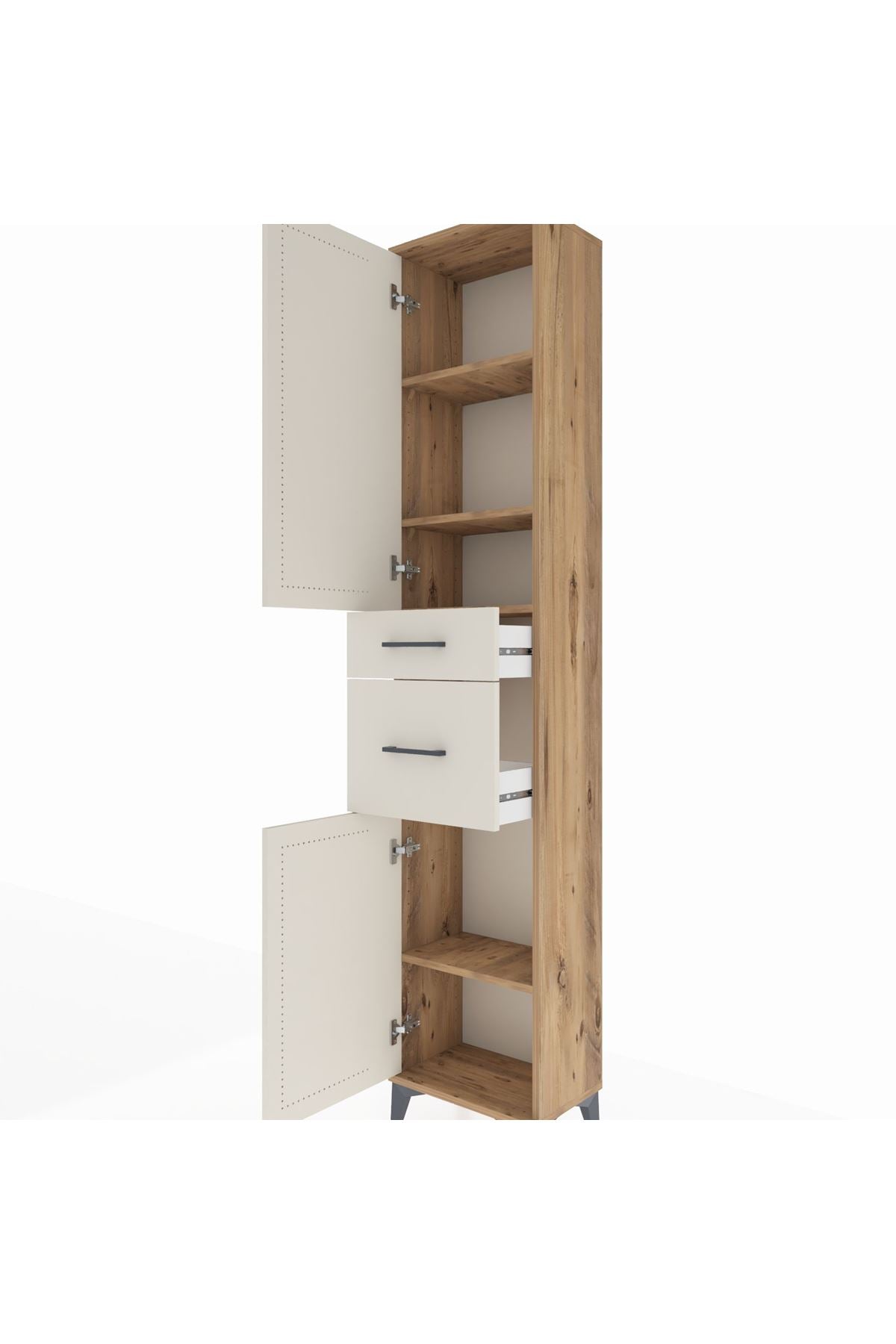 Arges Dolap 4 Raflı 2 Çekmeceli 2 Kapaklı 44x30x221 - S28M209V7A