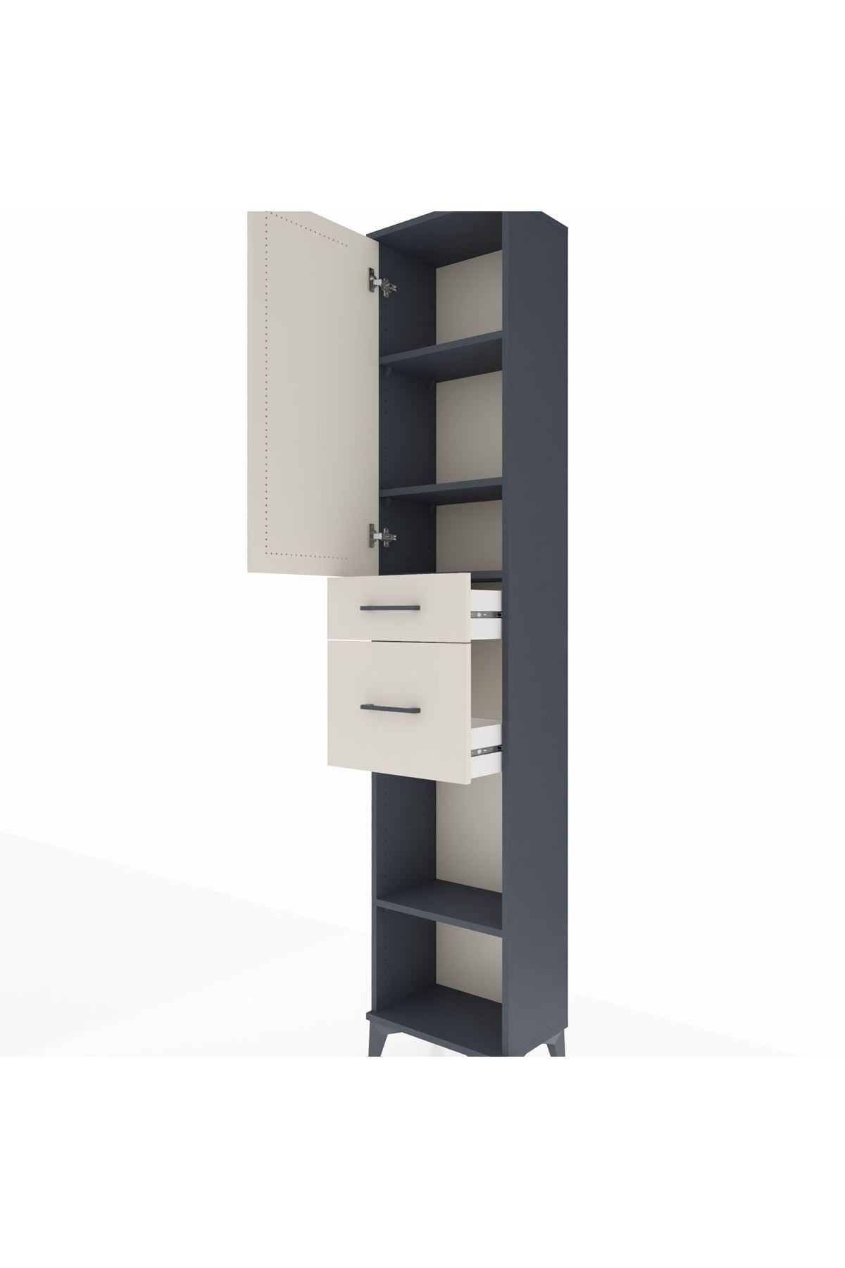 Arges Dolap 4 Raflı 2 Çekmeceli Tek Kapaklı 44x30x221 - S28M210V4A