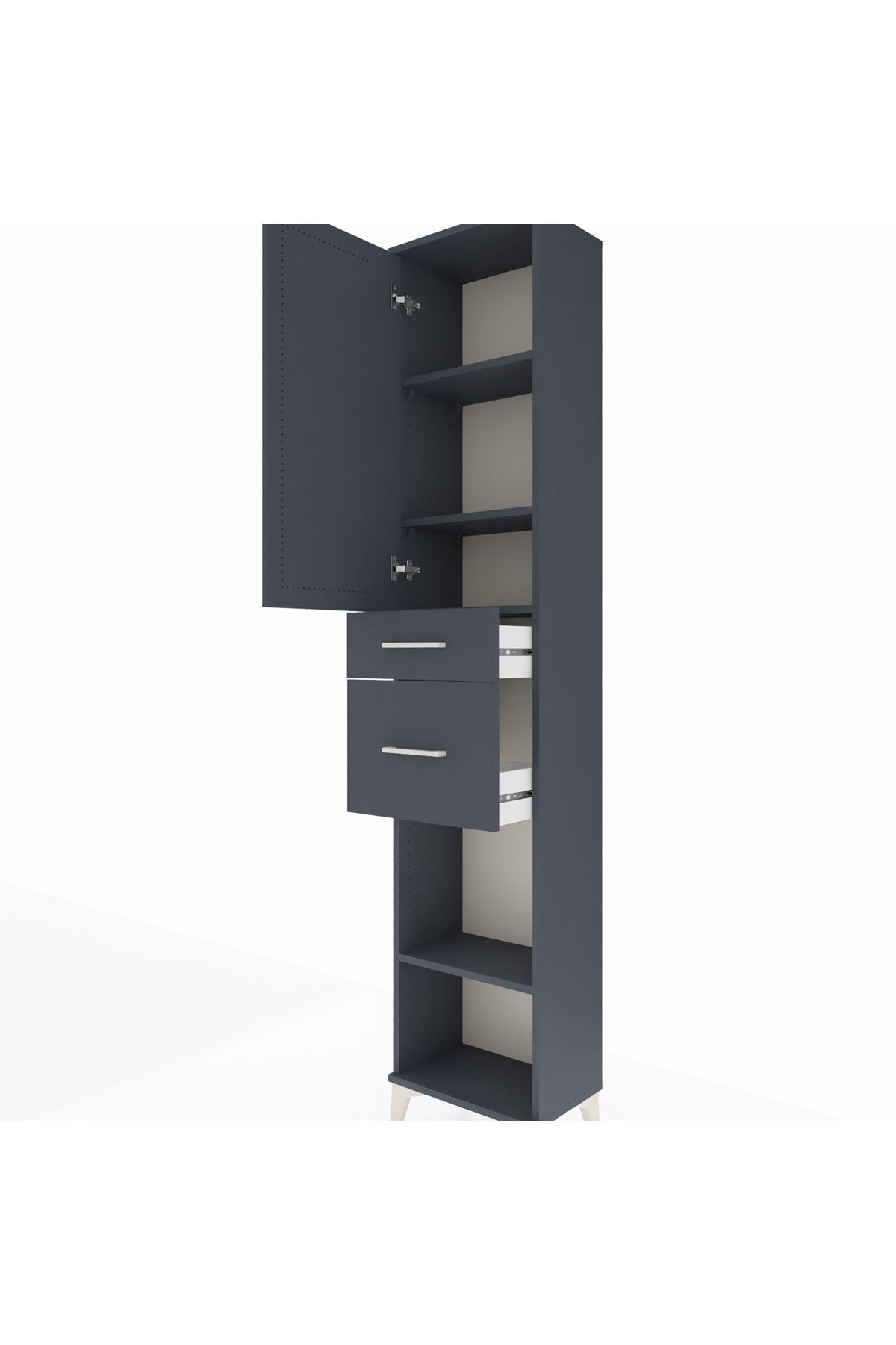 Arges Dolap 4 Raflı 2 Çekmeceli Tek Kapaklı 44x30x221 - S28M210V5A