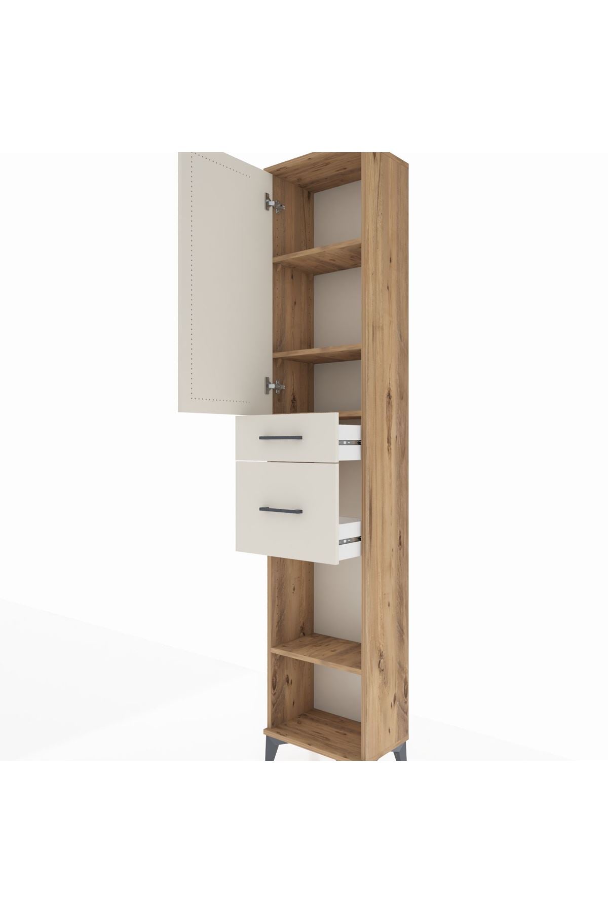 Arges Dolap 4 Raflı 2 Çekmeceli Tek Kapaklı 44x30x221 - S28M210V7A