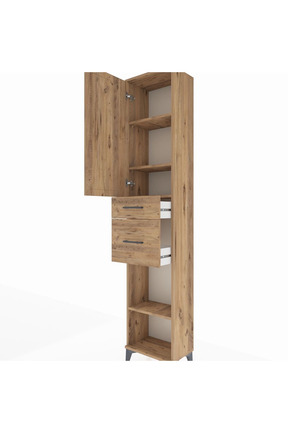Arges Dolap 4 Raflı 2 Çekmeceli Tek Kapaklı 44x30x221 - S28M210V9A