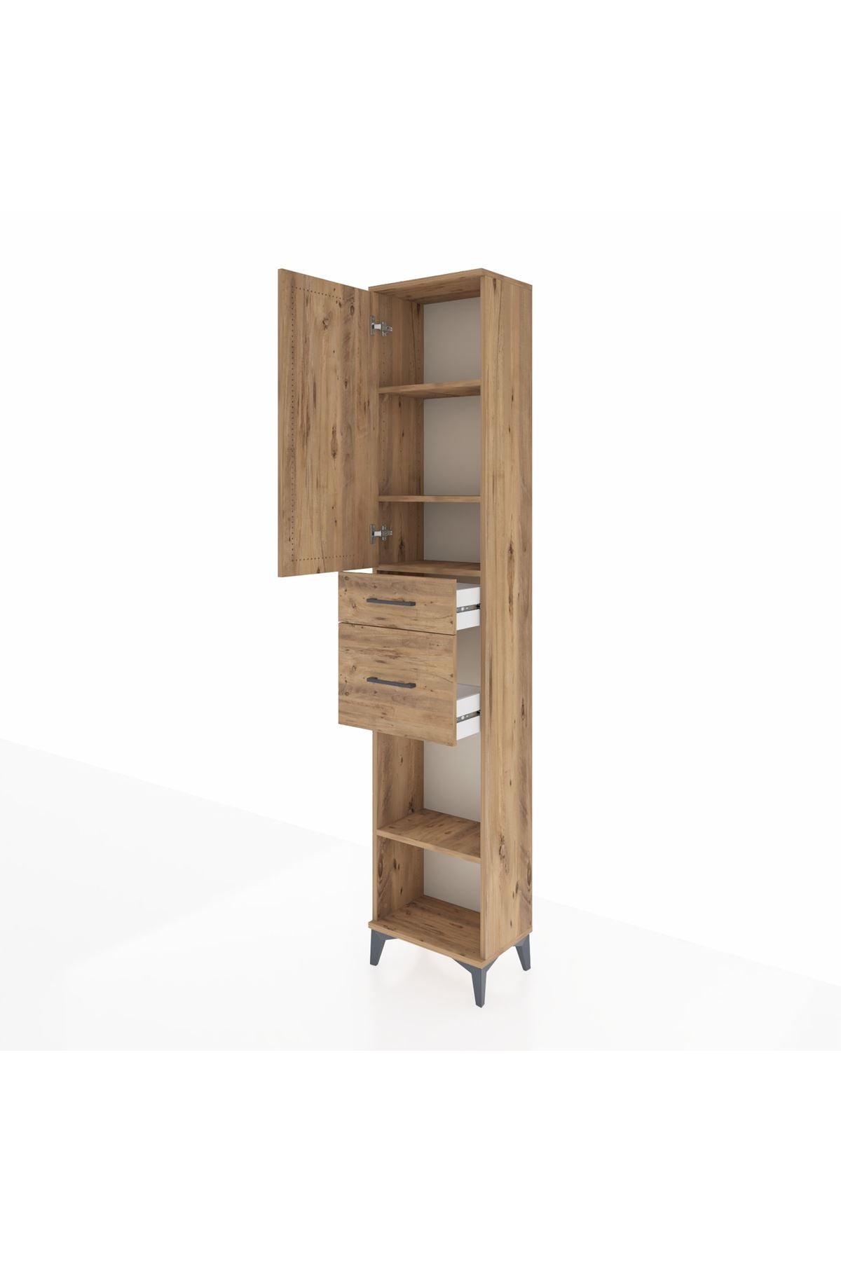 Arges Dolap 4 Raflı 2 Çekmeceli Tek Kapaklı 44x30x221 - S28M210V9A