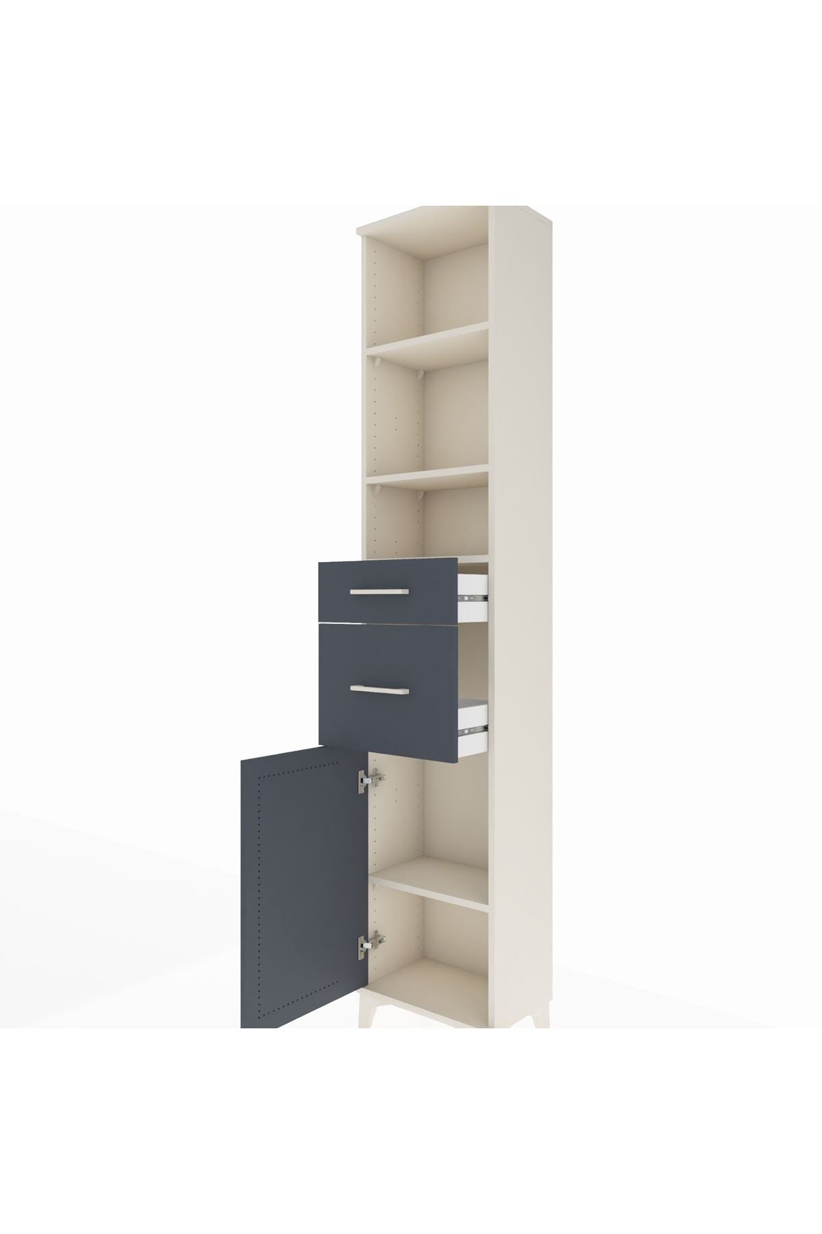 Arges Dolap 4 Raflı 2 Çekmeceli Tek Kapaklı 44x30x221 - S28M211V2A