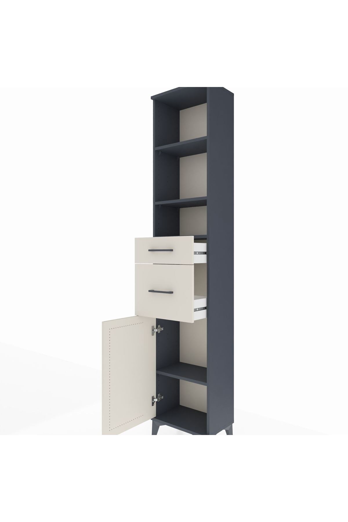 Arges Dolap 4 Raflı 2 Çekmeceli Tek Kapaklı 44x30x221 - S28M211V4A