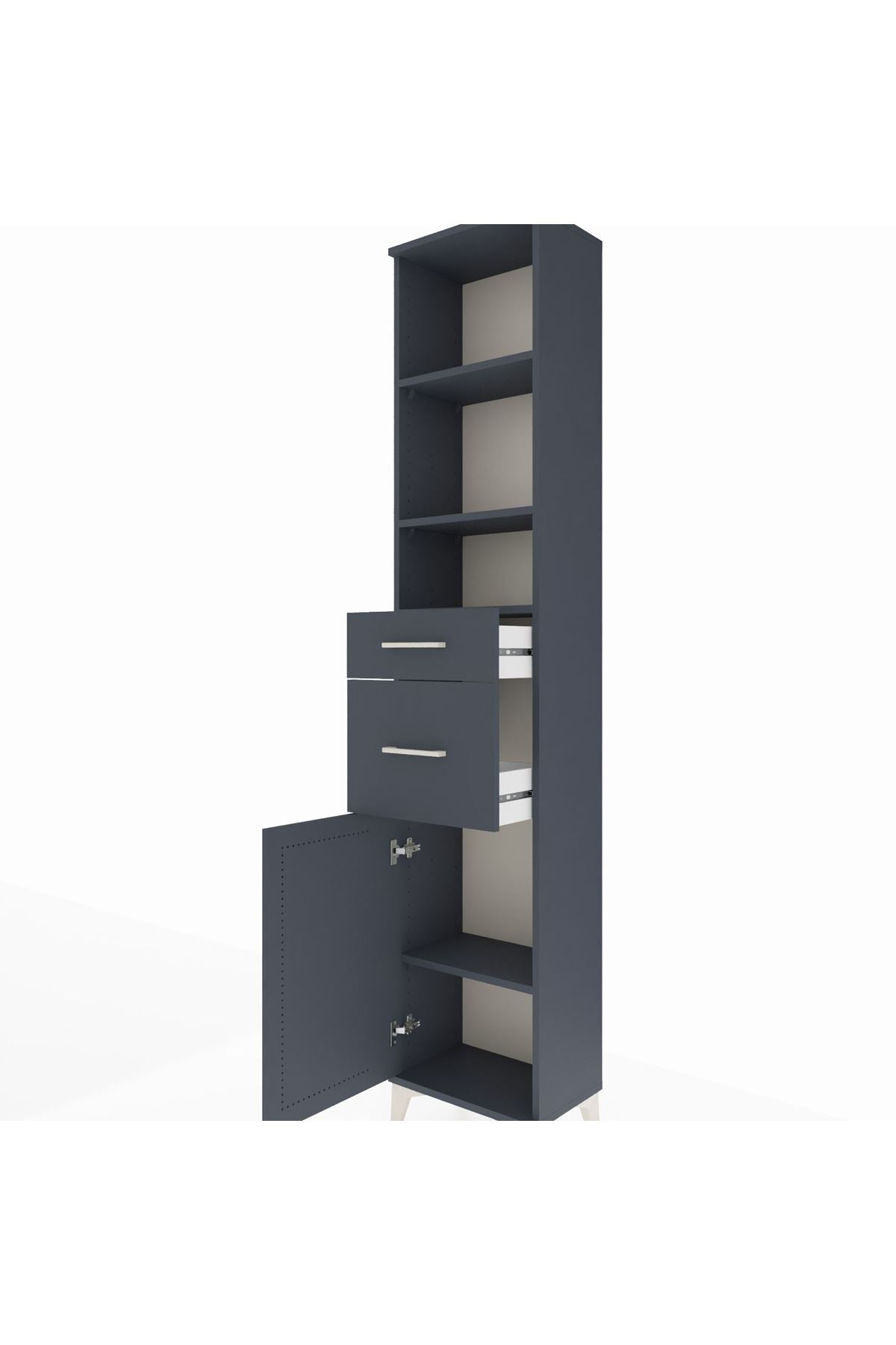 Arges Dolap 4 Raflı 2 Çekmeceli Tek Kapaklı 44x30x221 - S28M211V5A