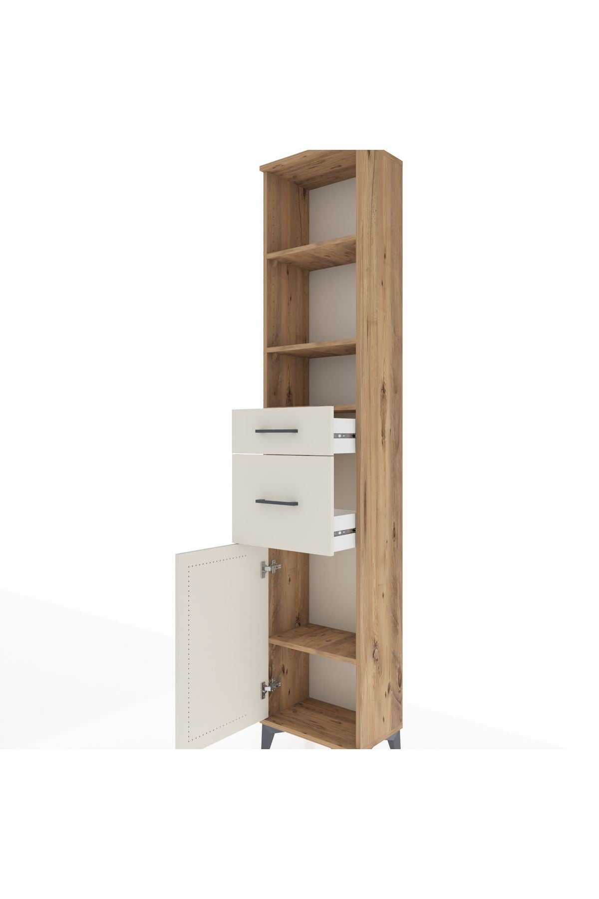 Arges Dolap 4 Raflı 2 Çekmeceli Tek Kapaklı 44x30x221 - S28M211V7A