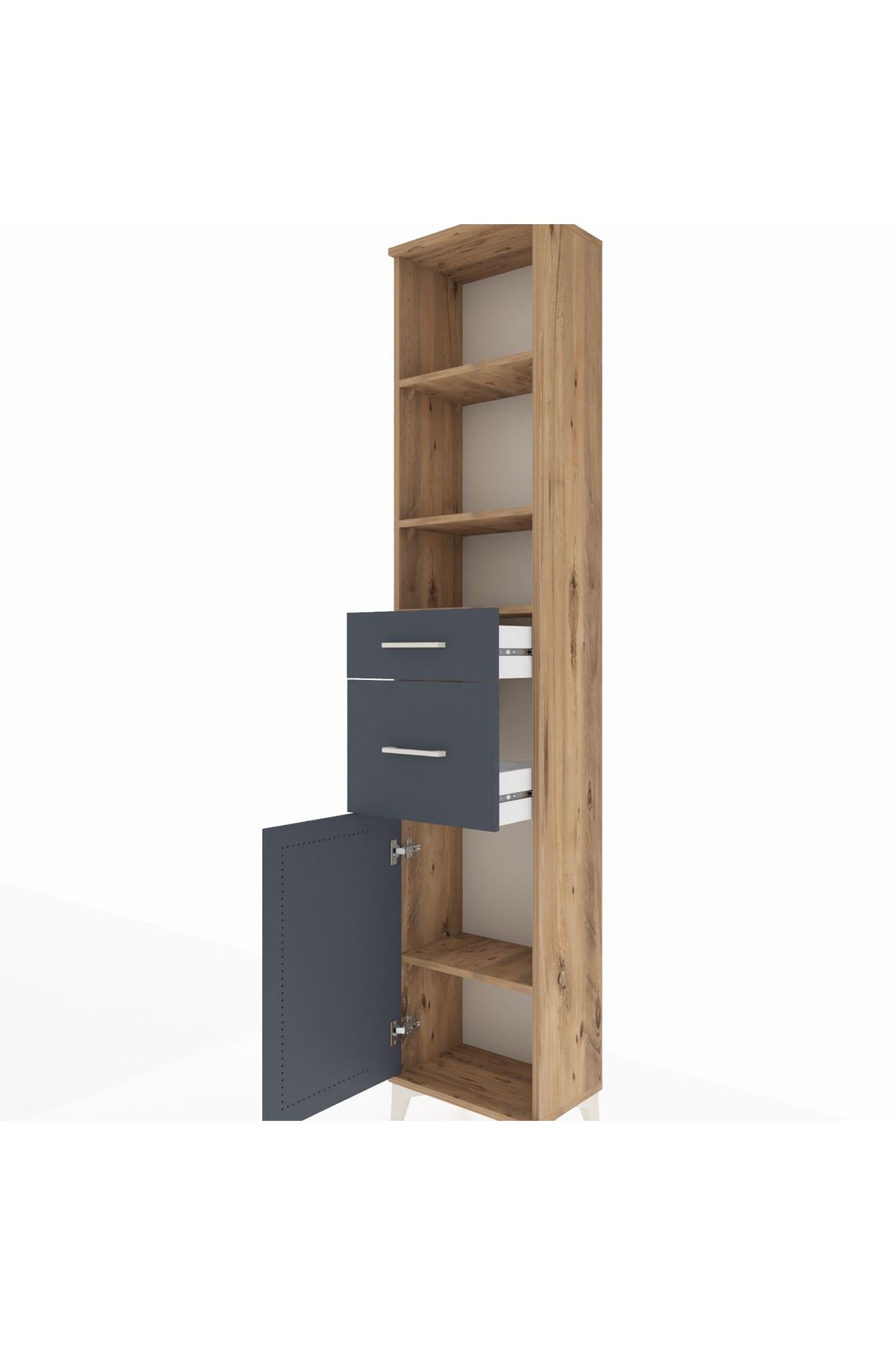 Arges Dolap 4 Raflı 2 Çekmeceli Tek Kapaklı 44x30x221 - S28M211V8A
