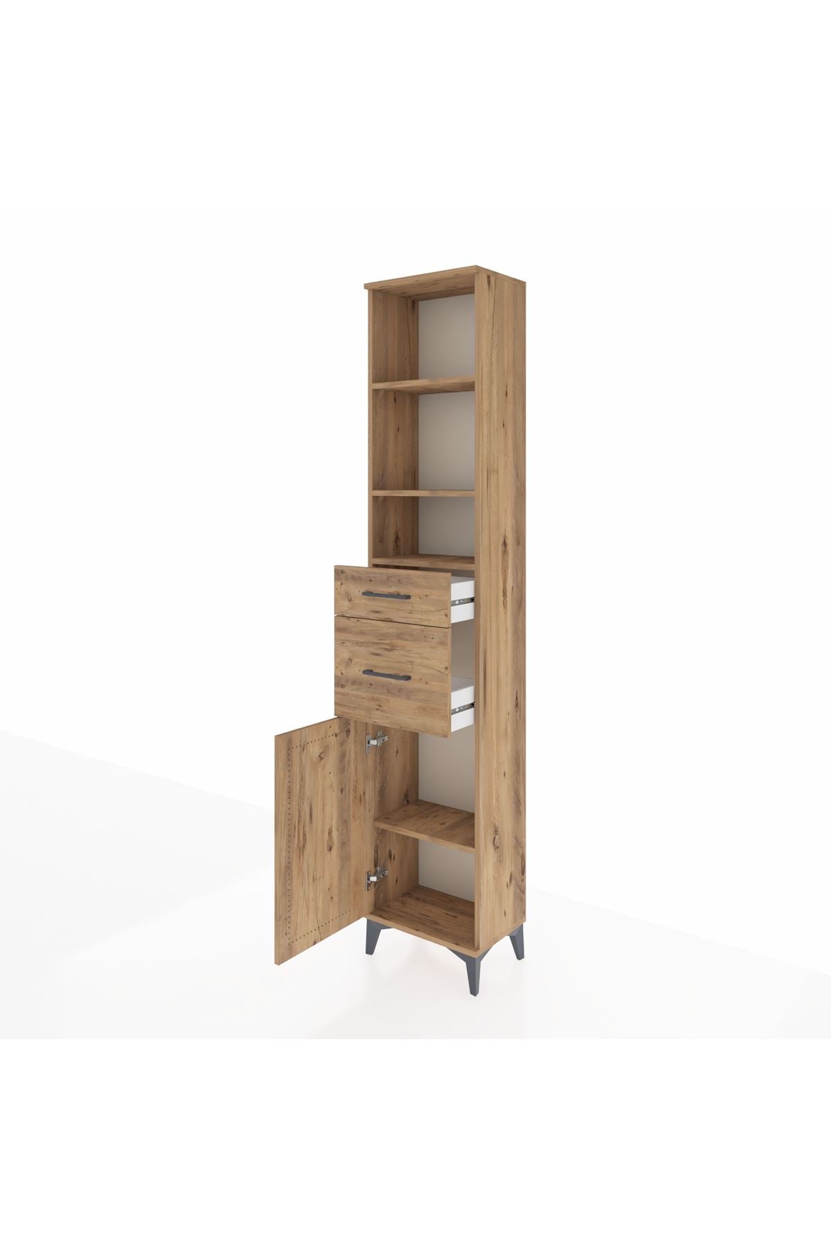 Arges Dolap 4 Raflı 2 Çekmeceli Tek Kapaklı 44x30x221 - S28M211V9A