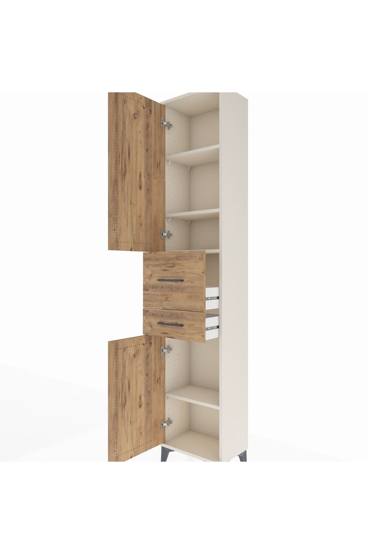 Arges Dolap 4 Raflı 2 Çekmeceli 2 Kapaklı 44x30x221 - S28M213V3A