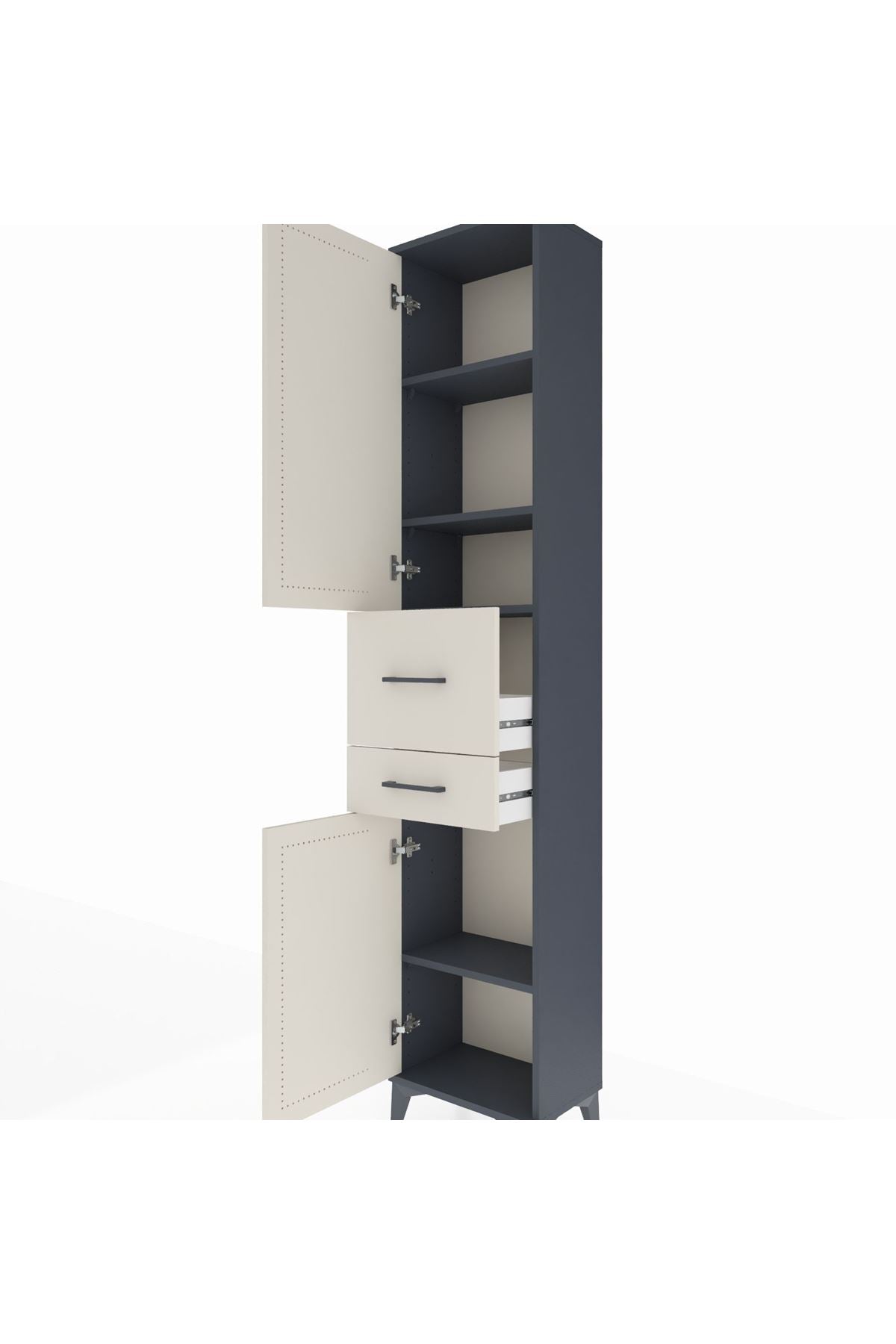 Arges Dolap 4 Raflı 2 Çekmeceli 2 Kapaklı 44x30x221 - S28M213V4A