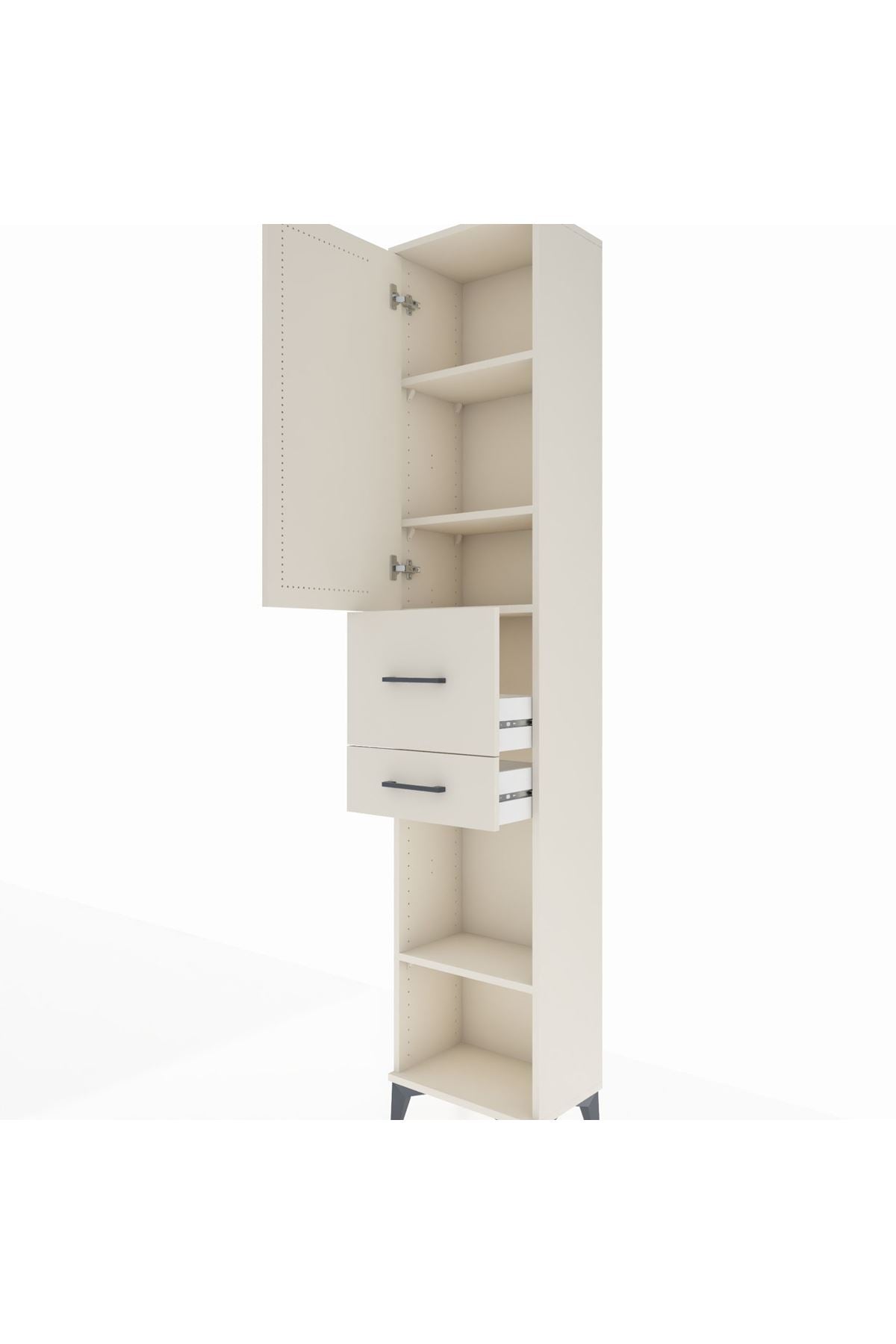 Arges Dolap 4 Raflı 2 Çekmeceli Tek Kapaklı 44x30x221 - S28M214V1A
