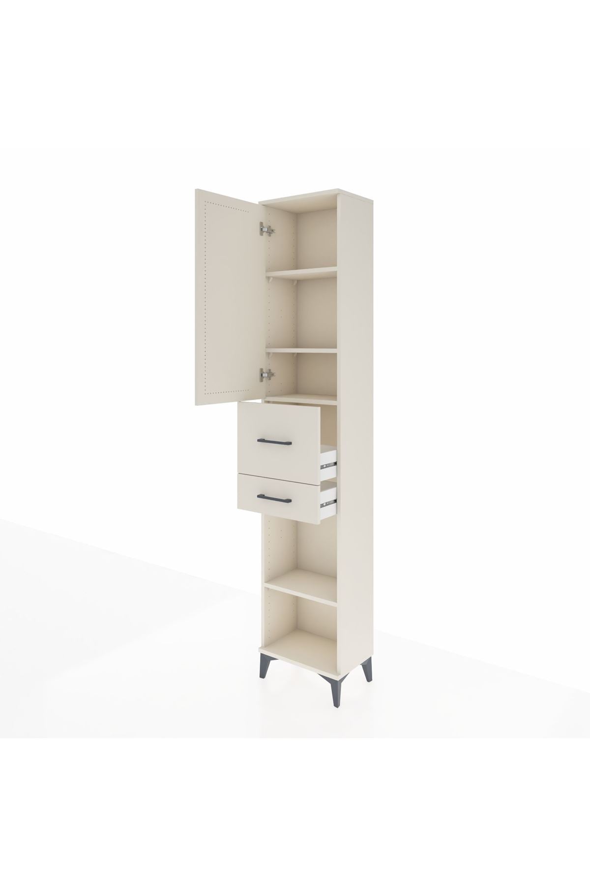 Arges Dolap 4 Raflı 2 Çekmeceli Tek Kapaklı 44x30x221 - S28M214V1A