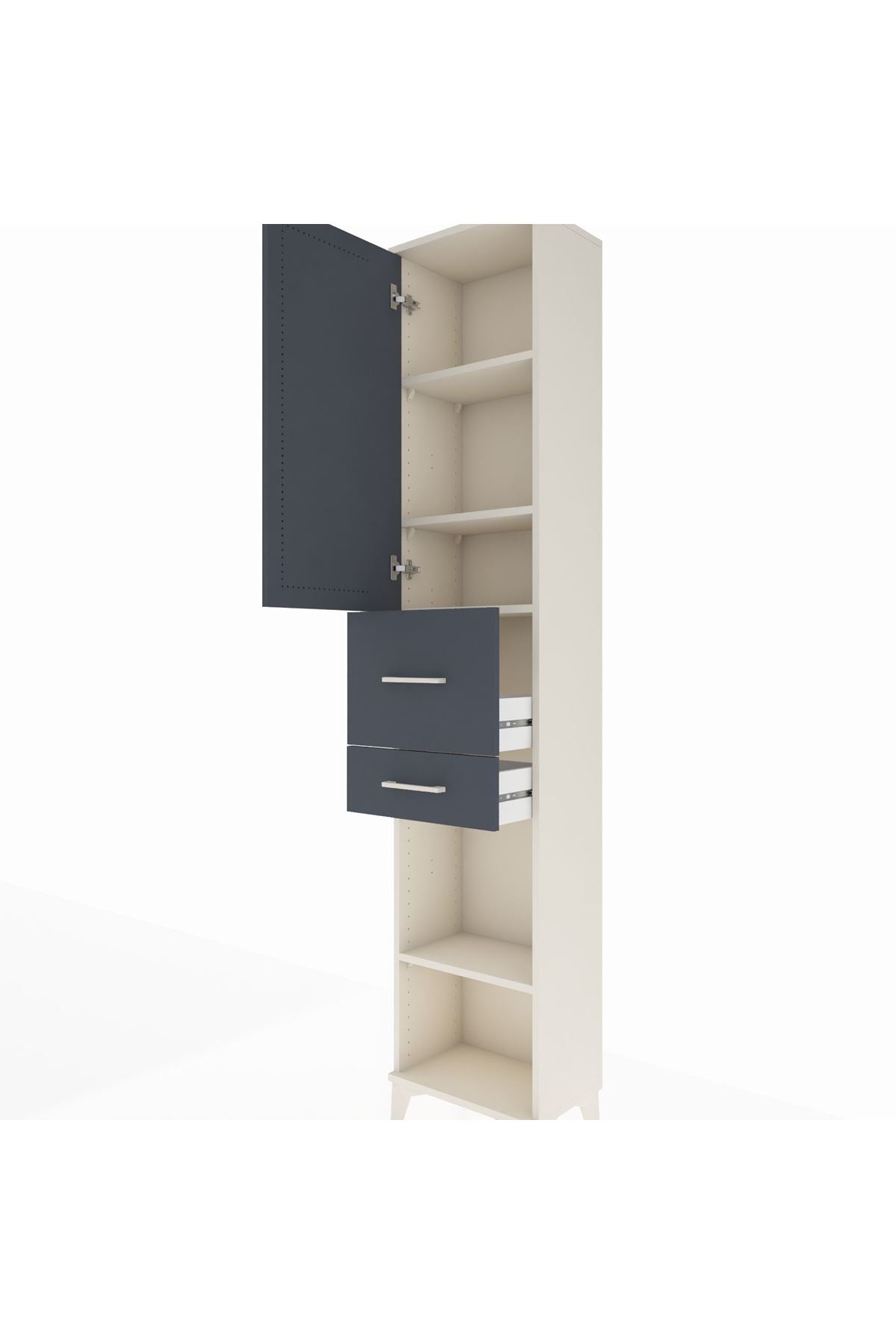 Arges Dolap 4 Raflı 2 Çekmeceli Tek Kapaklı 44x30x221 - S28M214V2A