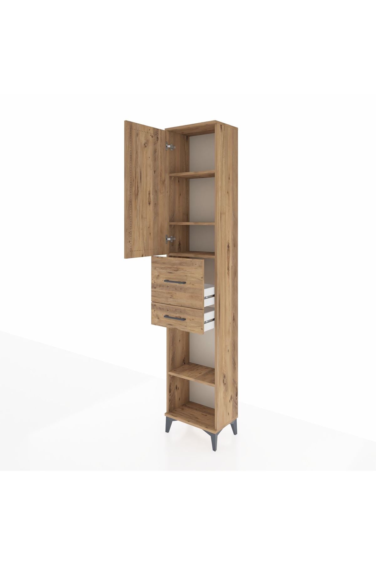 Arges Dolap 4 Raflı 2 Çekmeceli Tek Kapaklı 44x30x221 - S28M214V9A