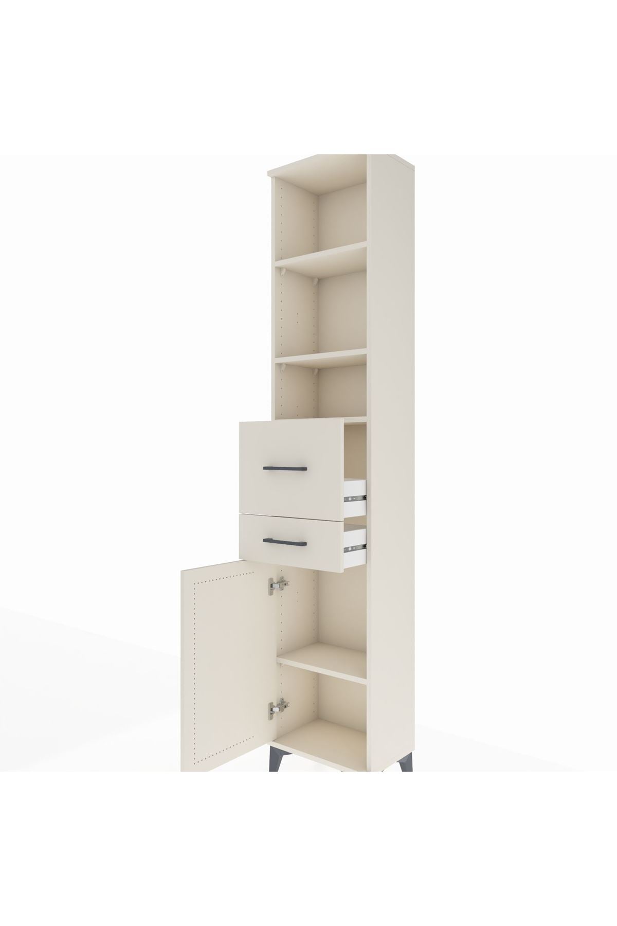 Arges Dolap 4 Raflı 2 Çekmeceli Tek Kapaklı 44x30x221 - S28M215V1A