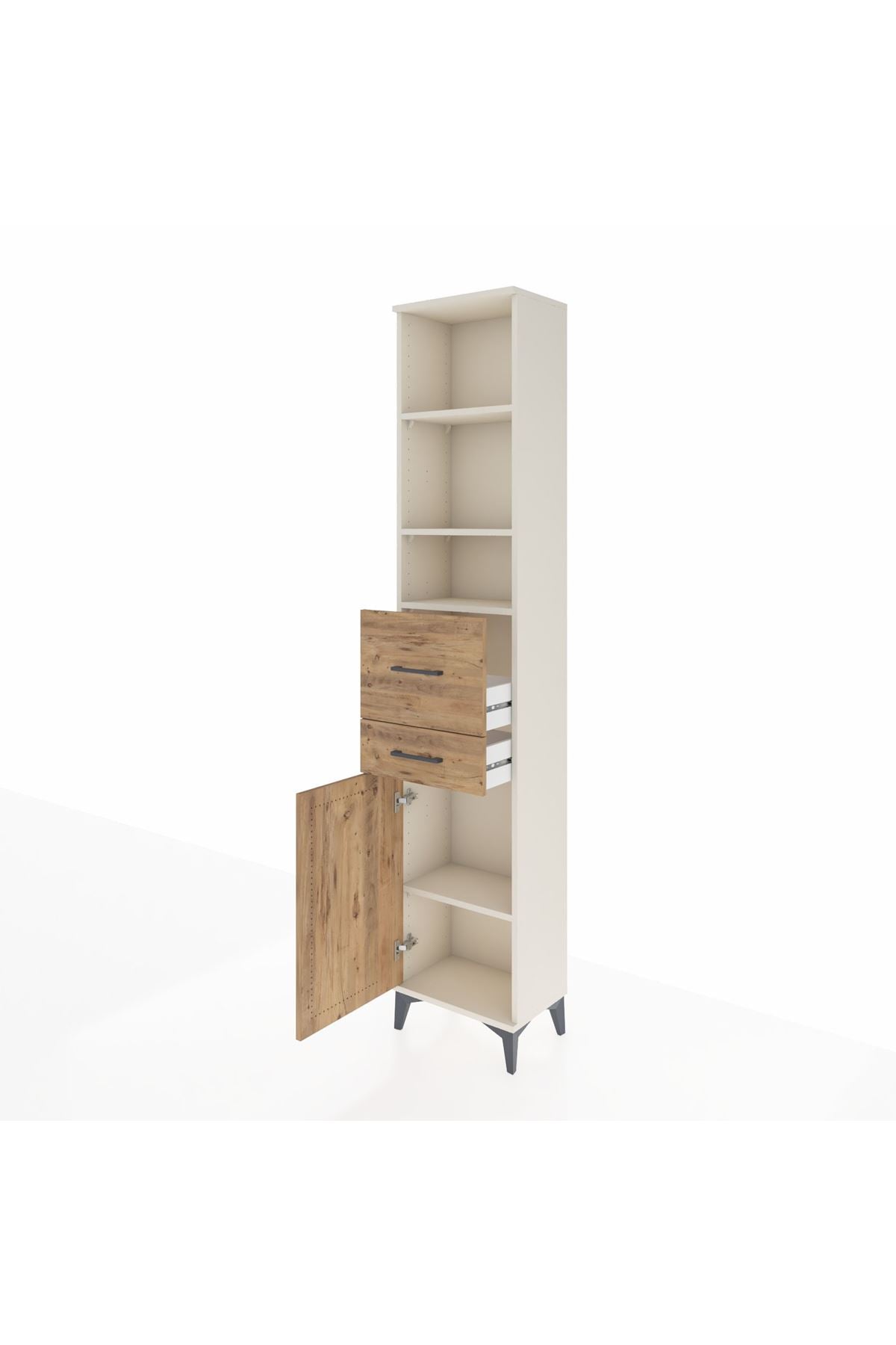Arges Dolap 4 Raflı 2 Çekmeceli Tek Kapaklı 44x30x221 - S28M215V3A