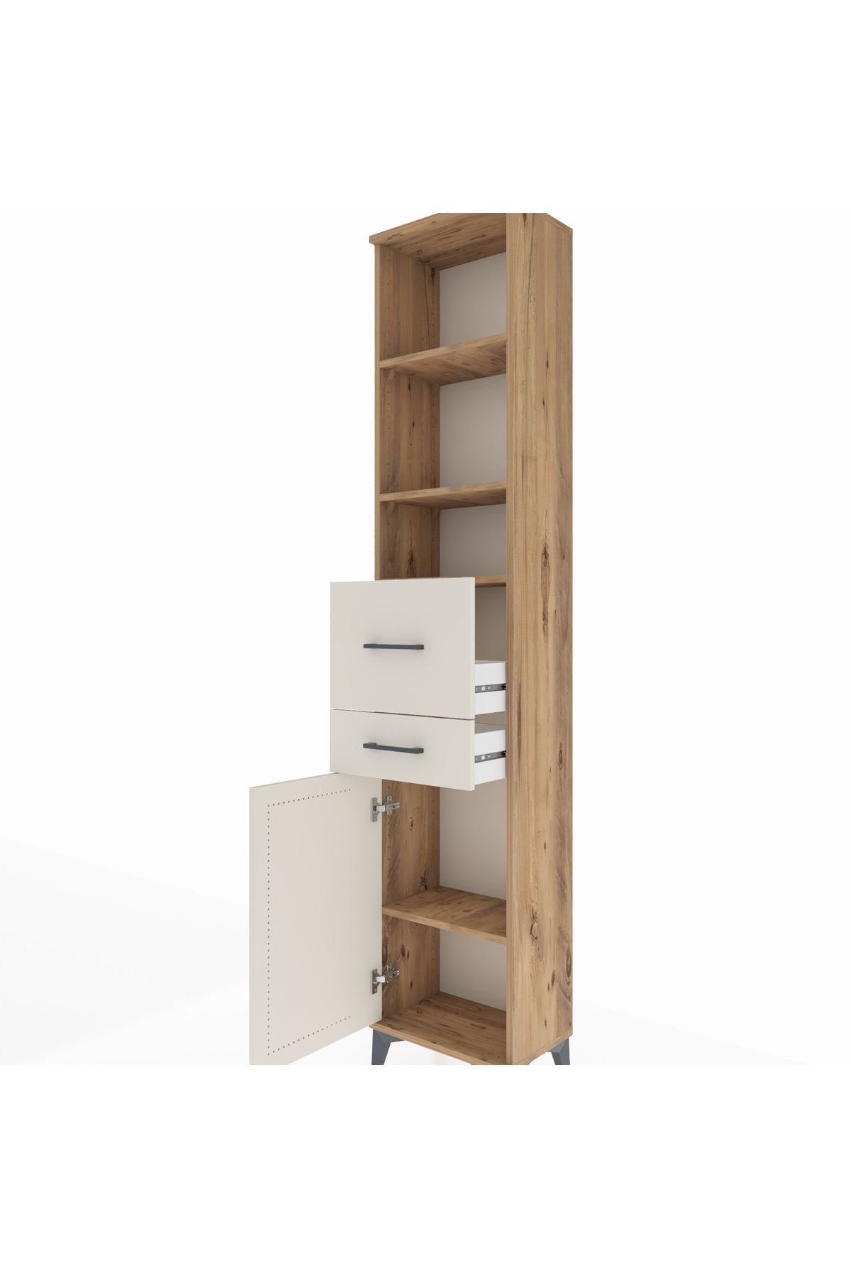 Arges Dolap 4 Raflı 2 Çekmeceli Tek Kapaklı 44x30x221 - S28M215V7A