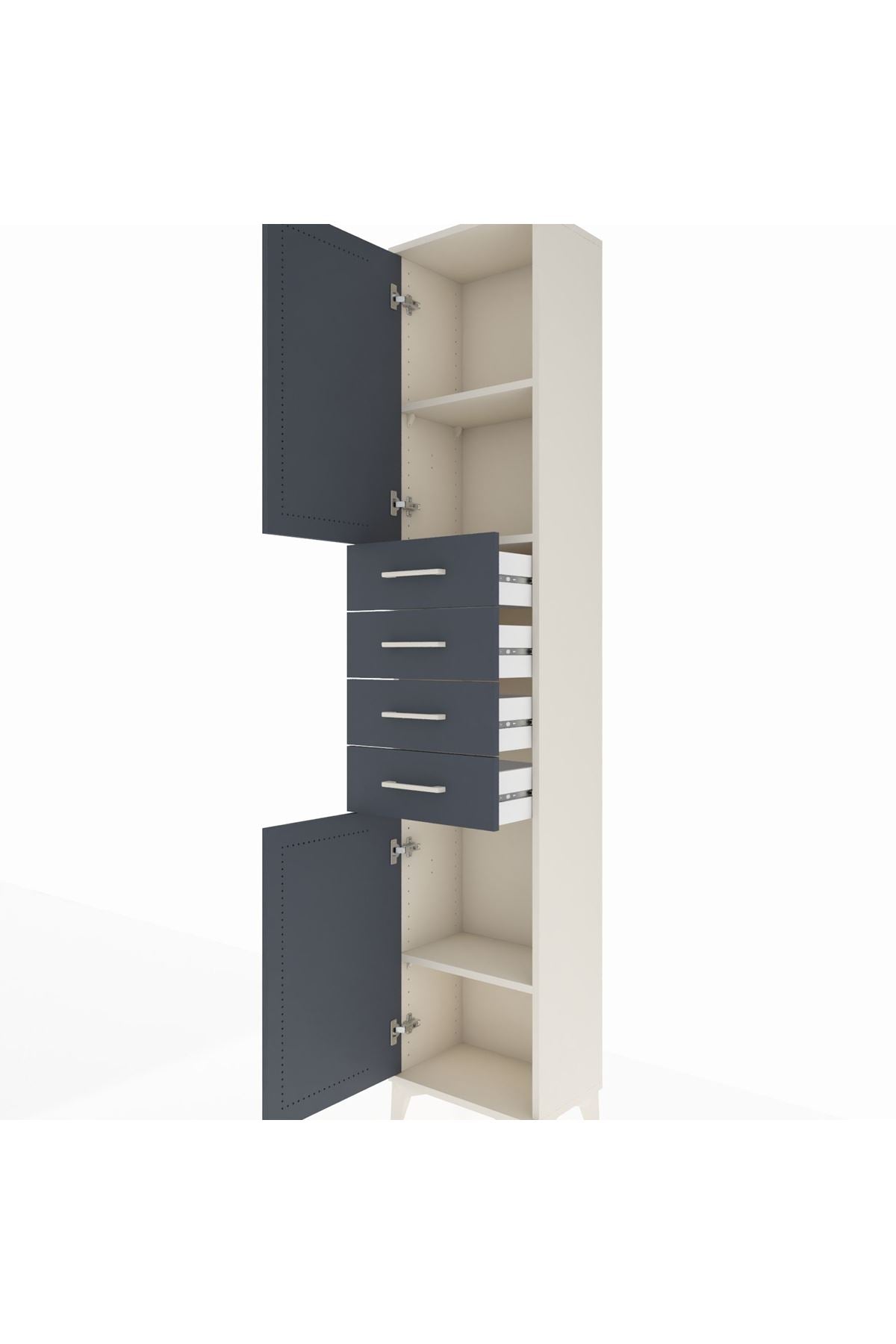 Arges Dolap 3 Raflı 4 Çekmeceli 2 Kapaklı 44x30x221 - S28M217V2A