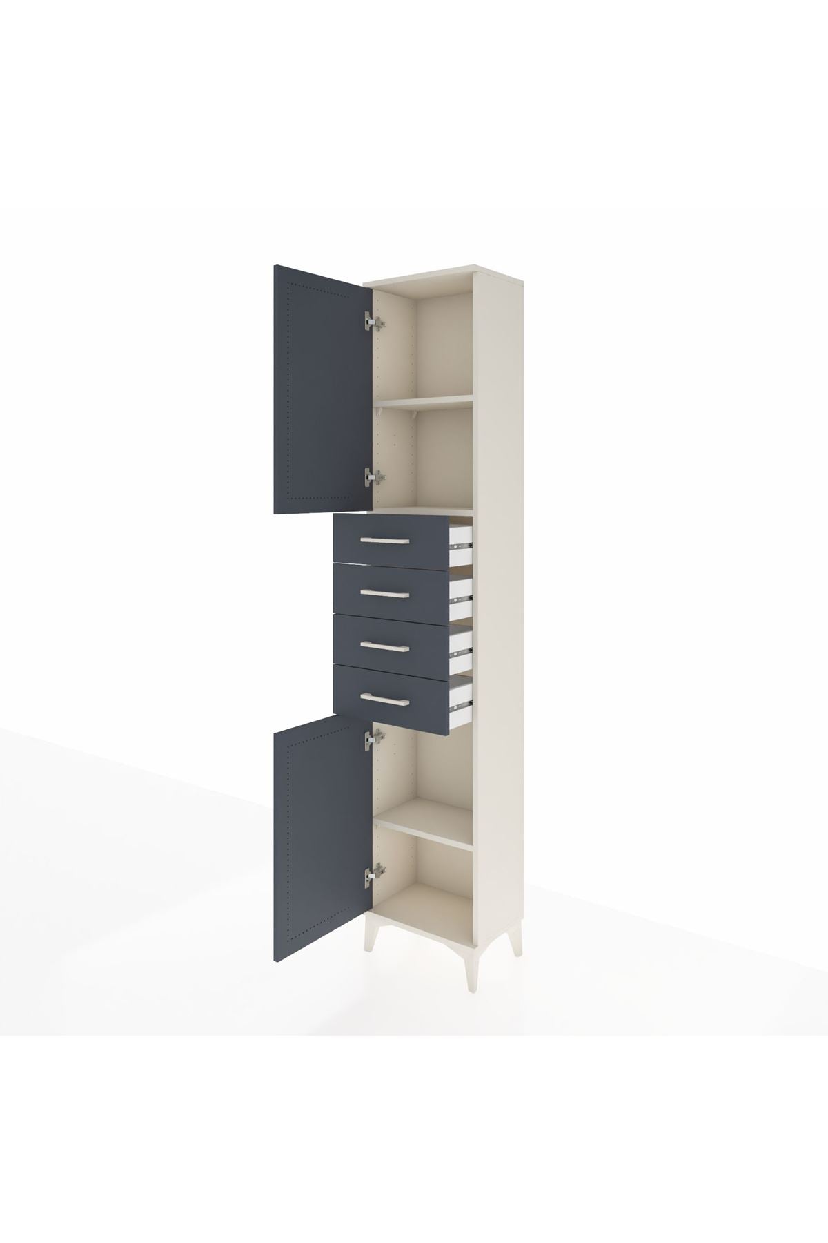 Arges Dolap 3 Raflı 4 Çekmeceli 2 Kapaklı 44x30x221 - S28M217V2A