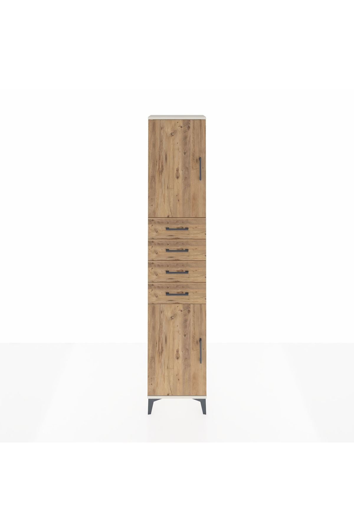 Arges Dolap 3 Raflı 4 Çekmeceli 2 Kapaklı 44x30x221 - S28M217V3A