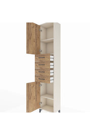 Arges Dolap 3 Raflı 4 Çekmeceli 2 Kapaklı 44x30x221 - S28M217V3A