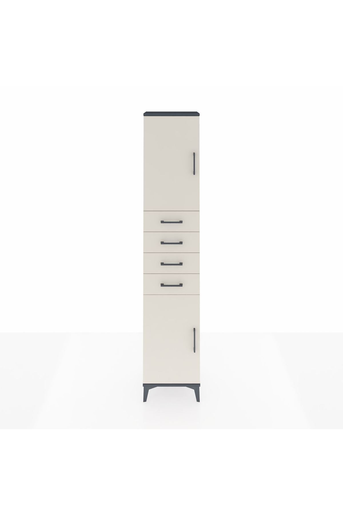 Arges Dolap 3 Raflı 4 Çekmeceli 2 Kapaklı 44x30x221 - S28M217V4A