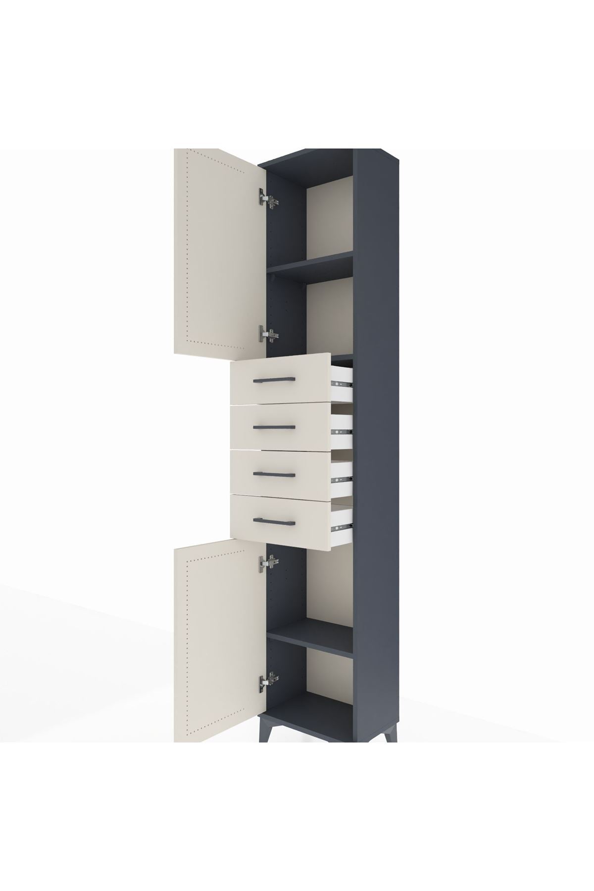 Arges Dolap 3 Raflı 4 Çekmeceli 2 Kapaklı 44x30x221 - S28M217V4A
