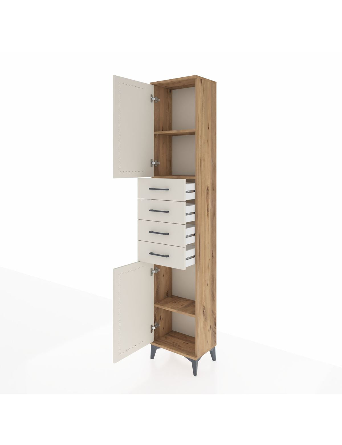 Arges Dolap 3 Raflı 4 Çekmeceli 2 Kapaklı 44x30x221 - S28M217V7A