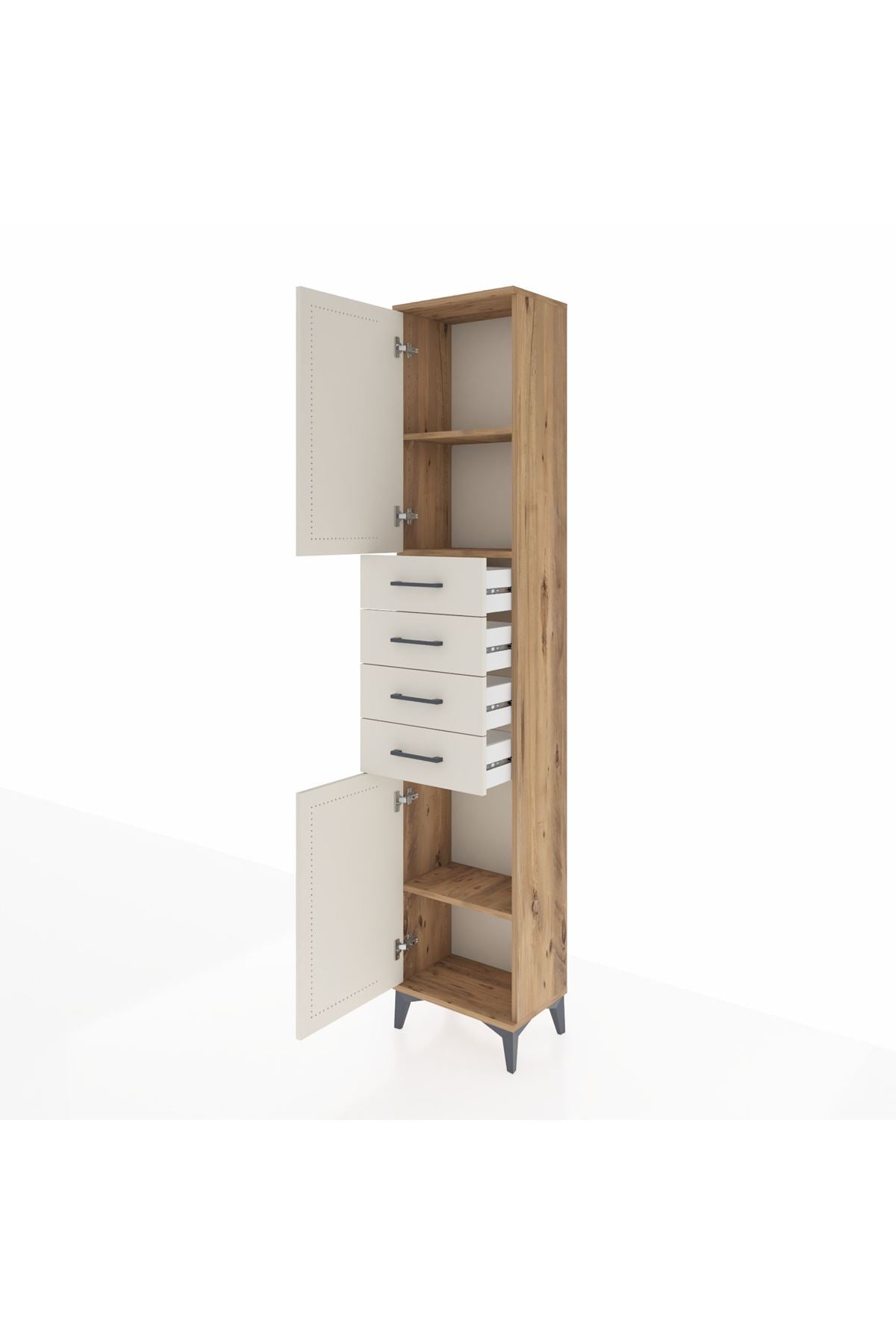 Arges Dolap 3 Raflı 4 Çekmeceli 2 Kapaklı 44x30x221 - S28M217V7A
