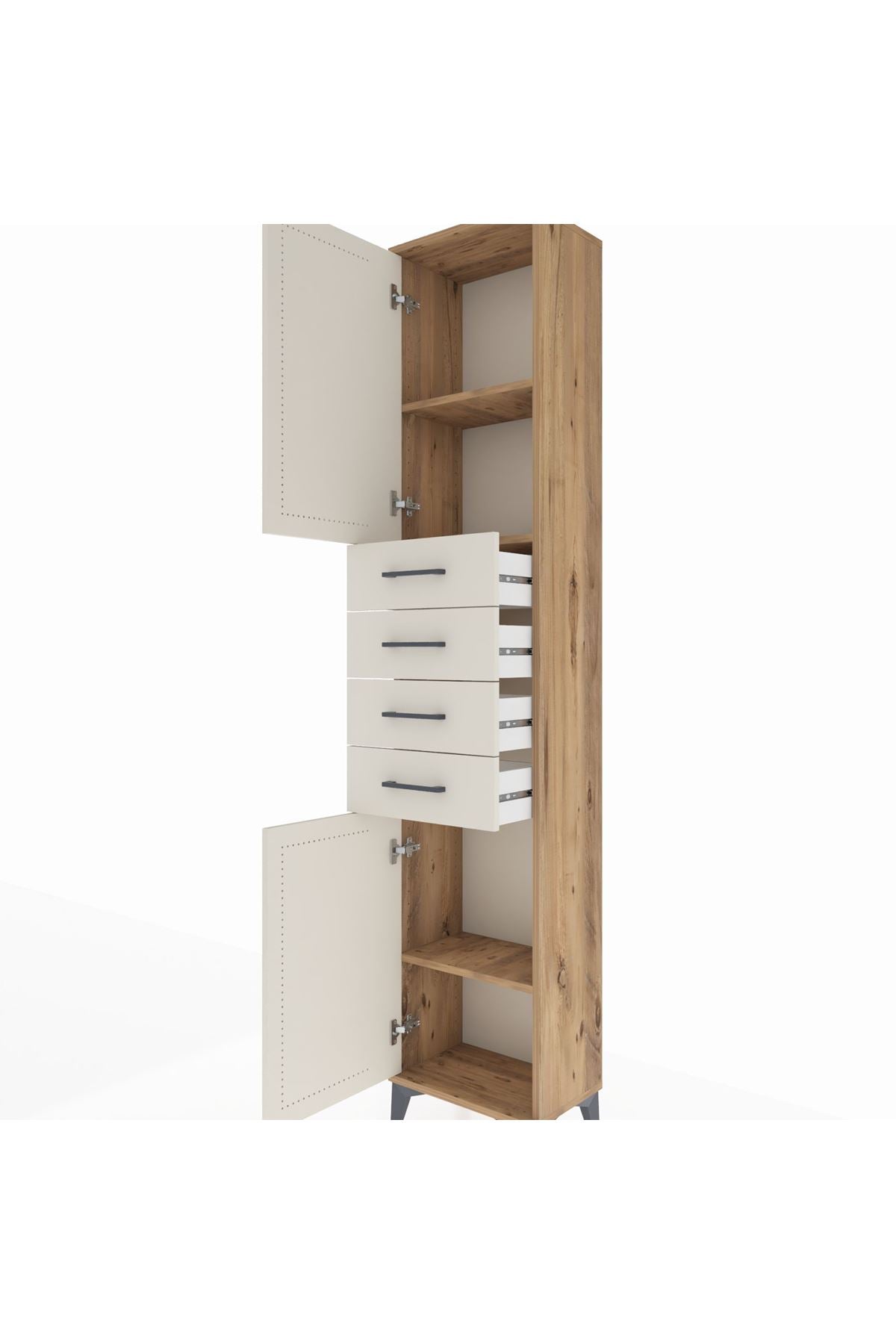 Arges Dolap 3 Raflı 4 Çekmeceli 2 Kapaklı 44x30x221 - S28M217V7A