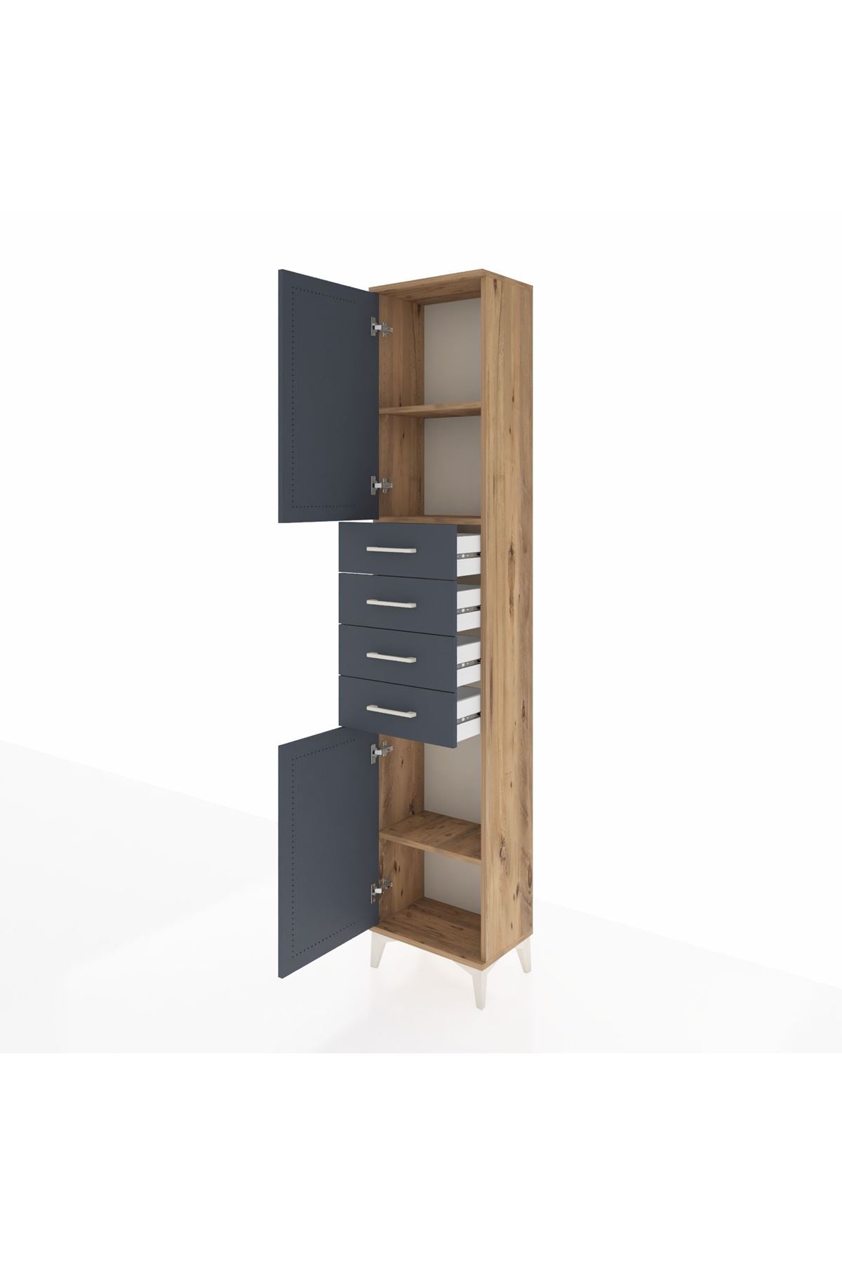 Arges Dolap 3 Raflı 4 Çekmeceli 2 Kapaklı 44x30x221 - S28M217V8A