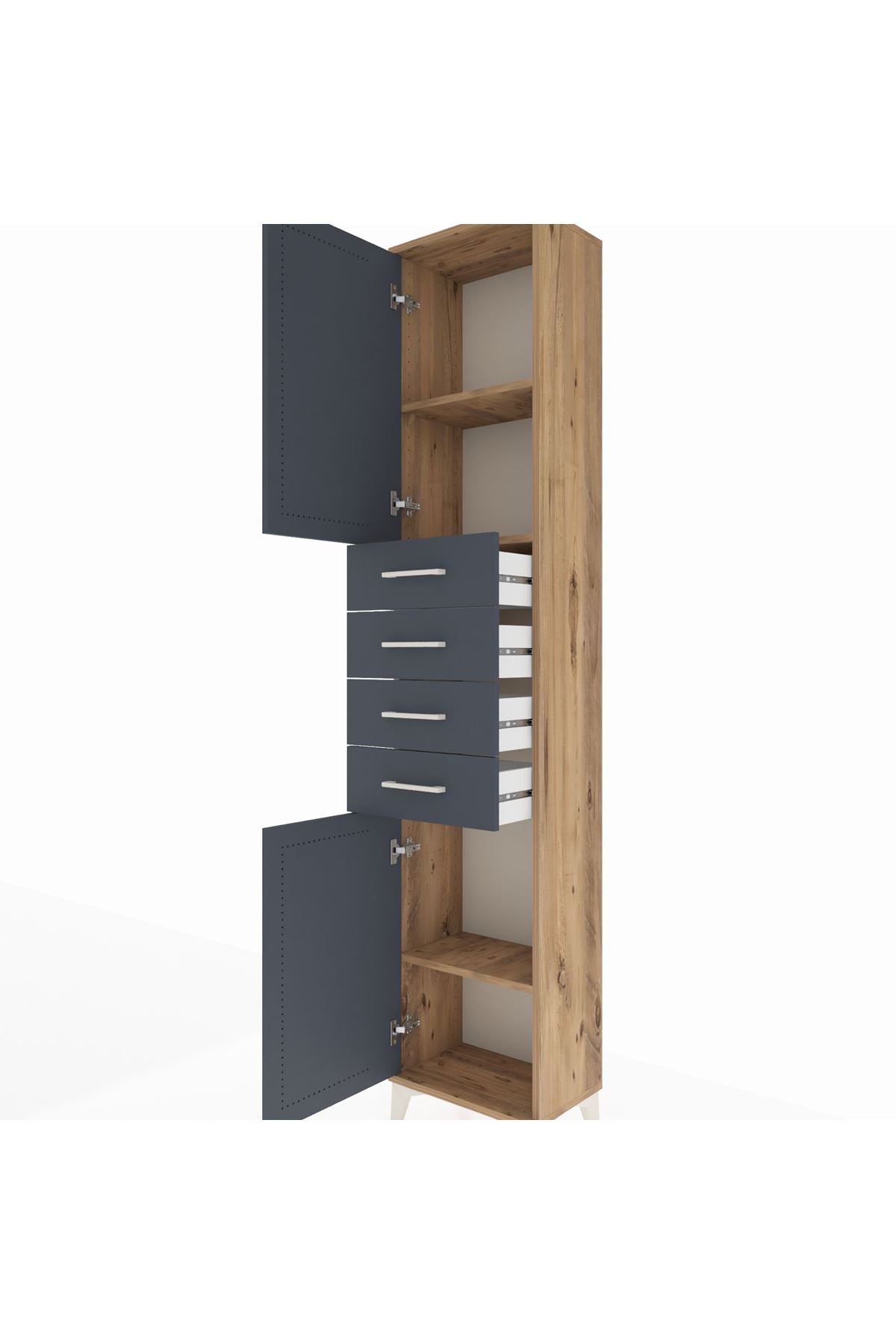 Arges Dolap 3 Raflı 4 Çekmeceli 2 Kapaklı 44x30x221 - S28M217V8A
