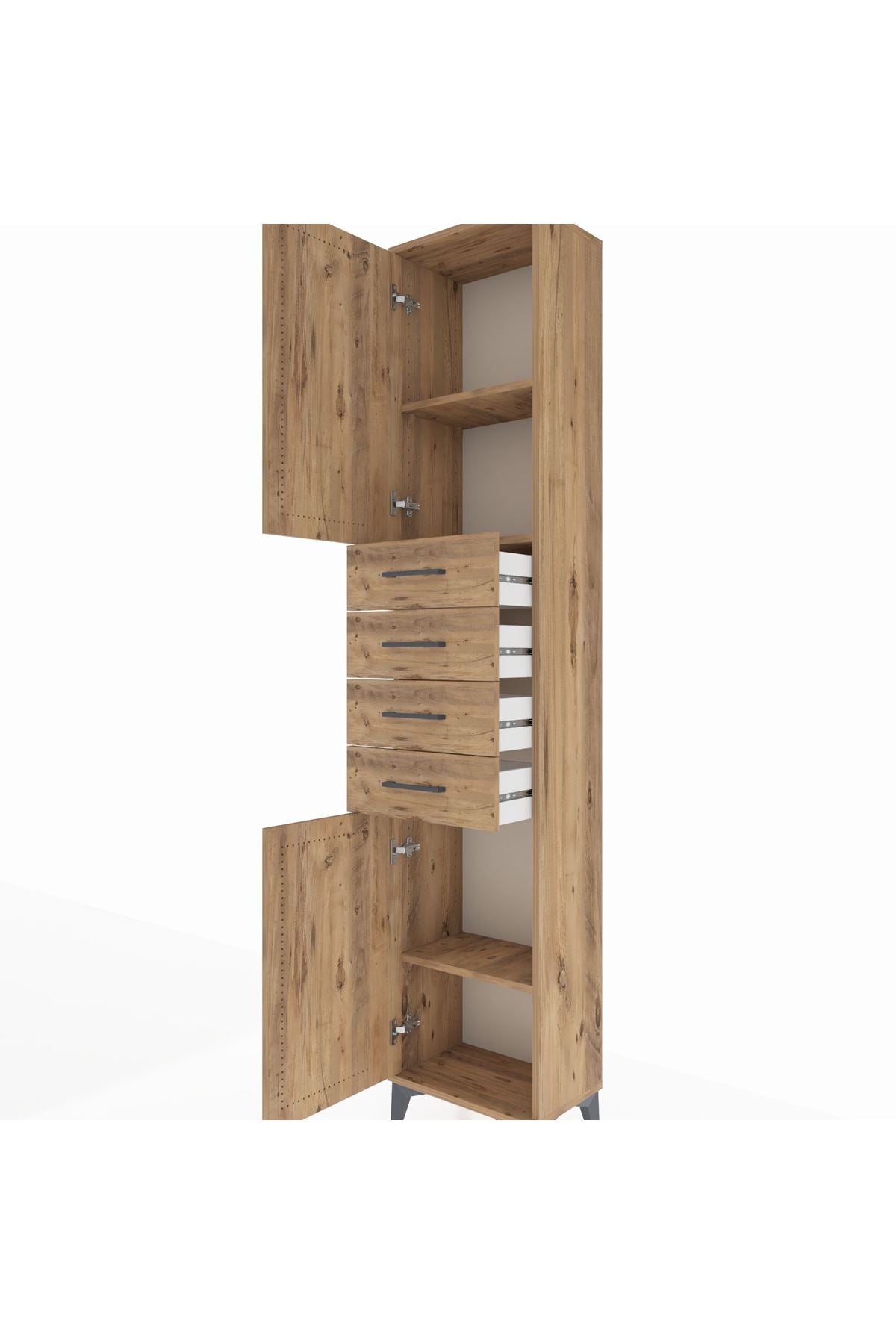 Arges Dolap 3 Raflı 4 Çekmeceli 2 Kapaklı 44x30x221 - S28M217V9A