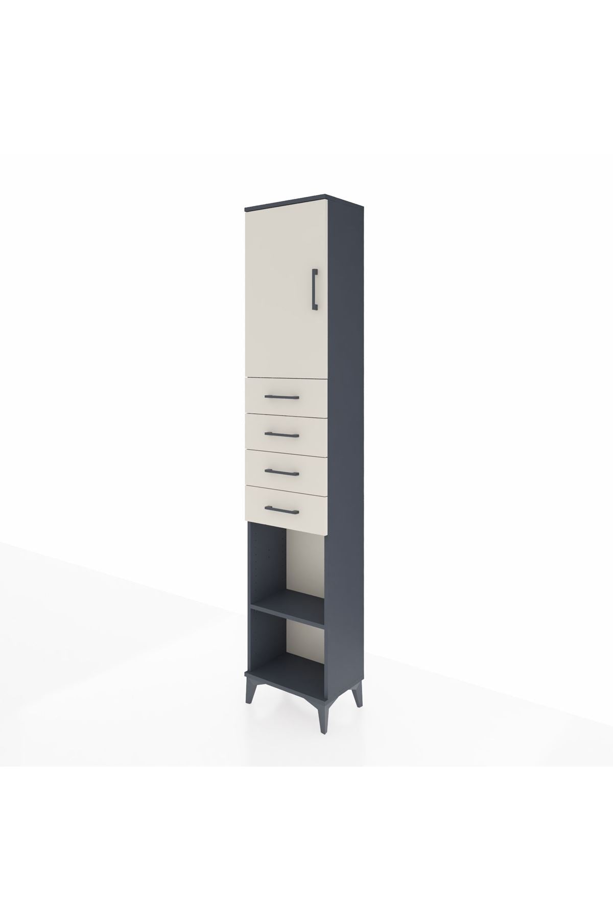 Arges Dolap 3 Raflı 4 Çekmeceli Tek Kapaklı 44x30x221 - S28M218V4A