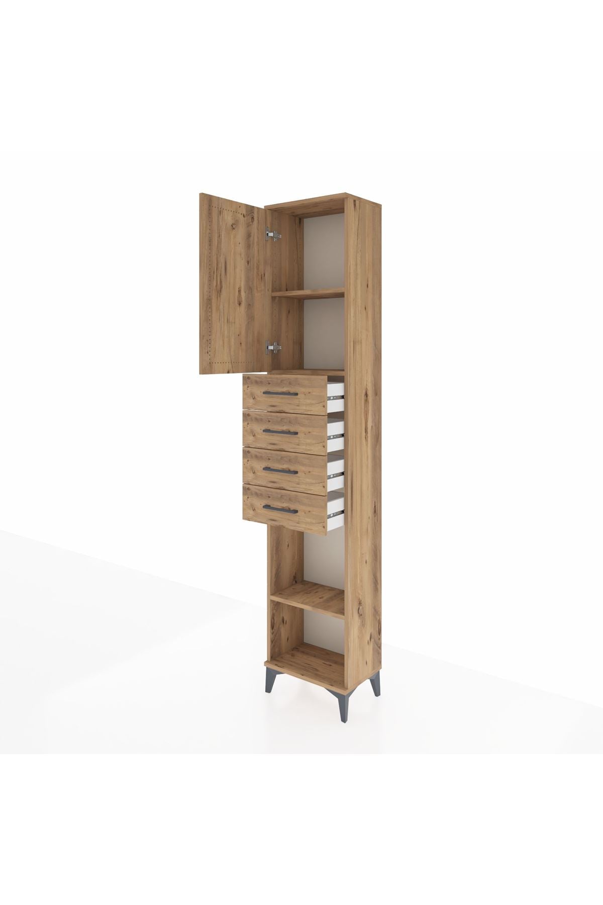 Arges Dolap 3 Raflı 4 Çekmeceli Tek Kapaklı 44x30x221 - S28M218V9A