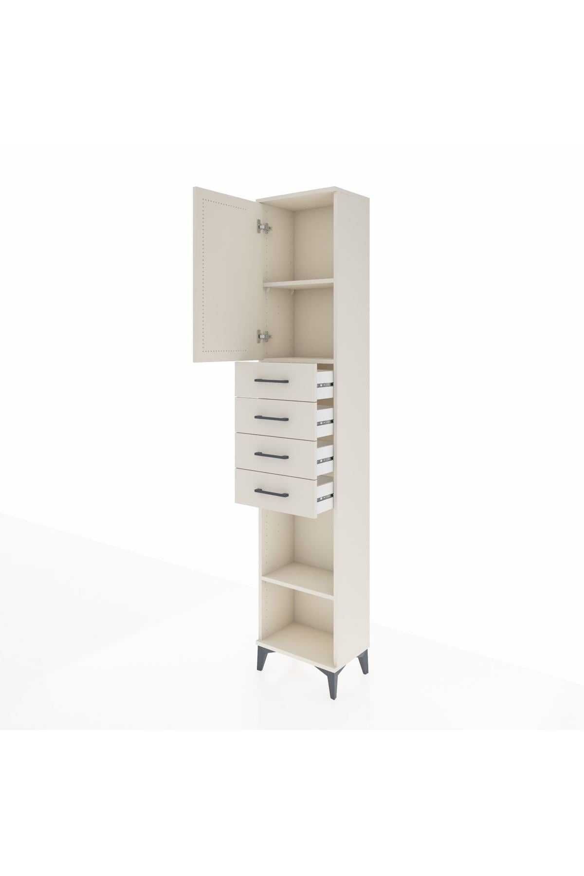 Arges Dolap 3 Raflı 4 Çekmeceli Tek Kapaklı 44x30x221 - S28M219V1A