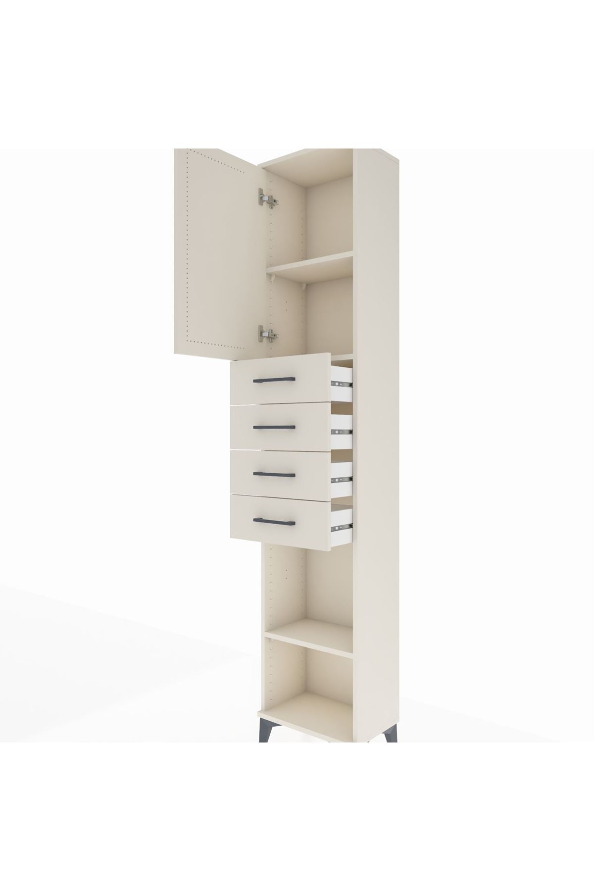 Arges Dolap 3 Raflı 4 Çekmeceli Tek Kapaklı 44x30x221 - S28M219V1A
