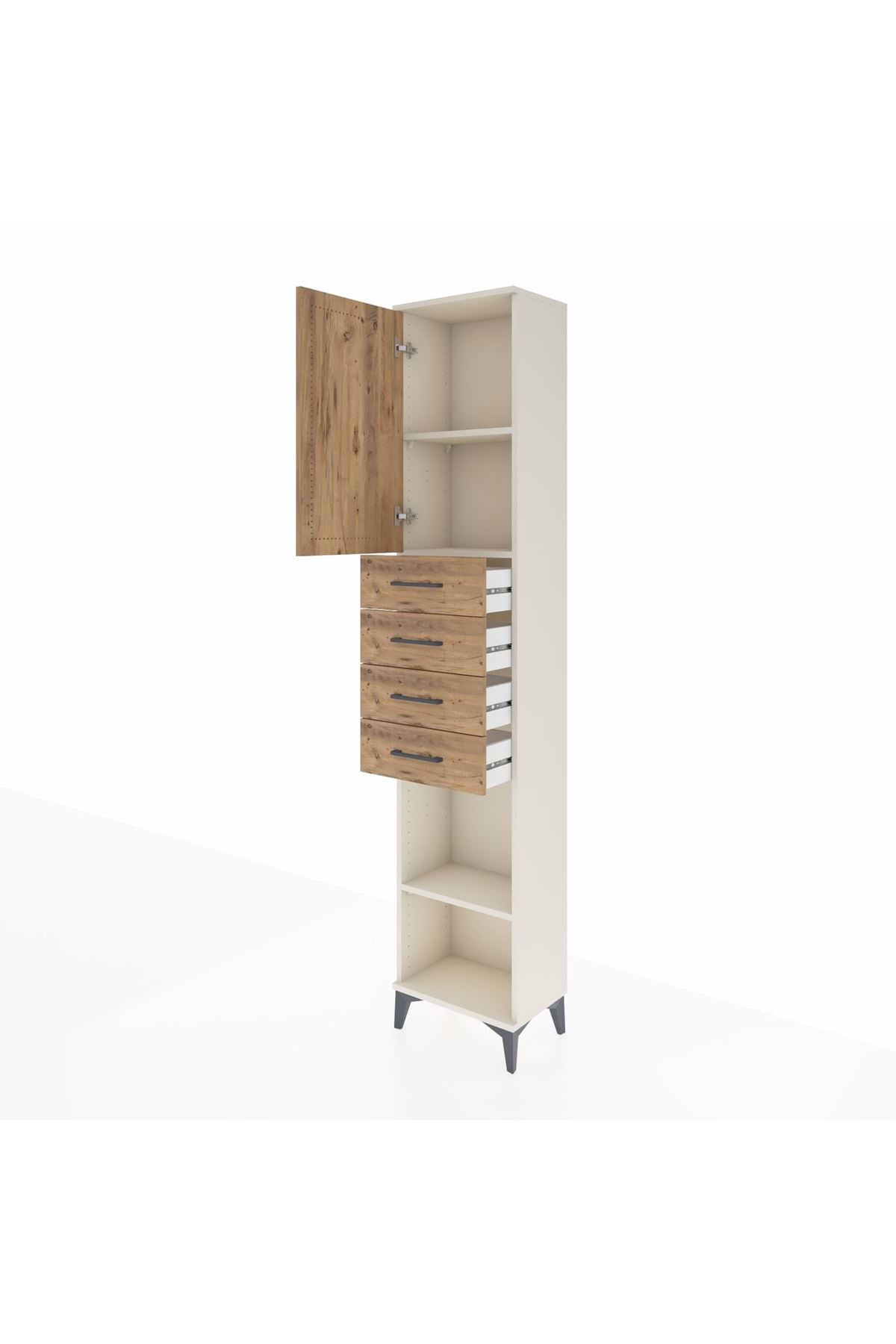 Arges Dolap 3 Raflı 4 Çekmeceli Tek Kapaklı 44x30x221 - S28M219V3A