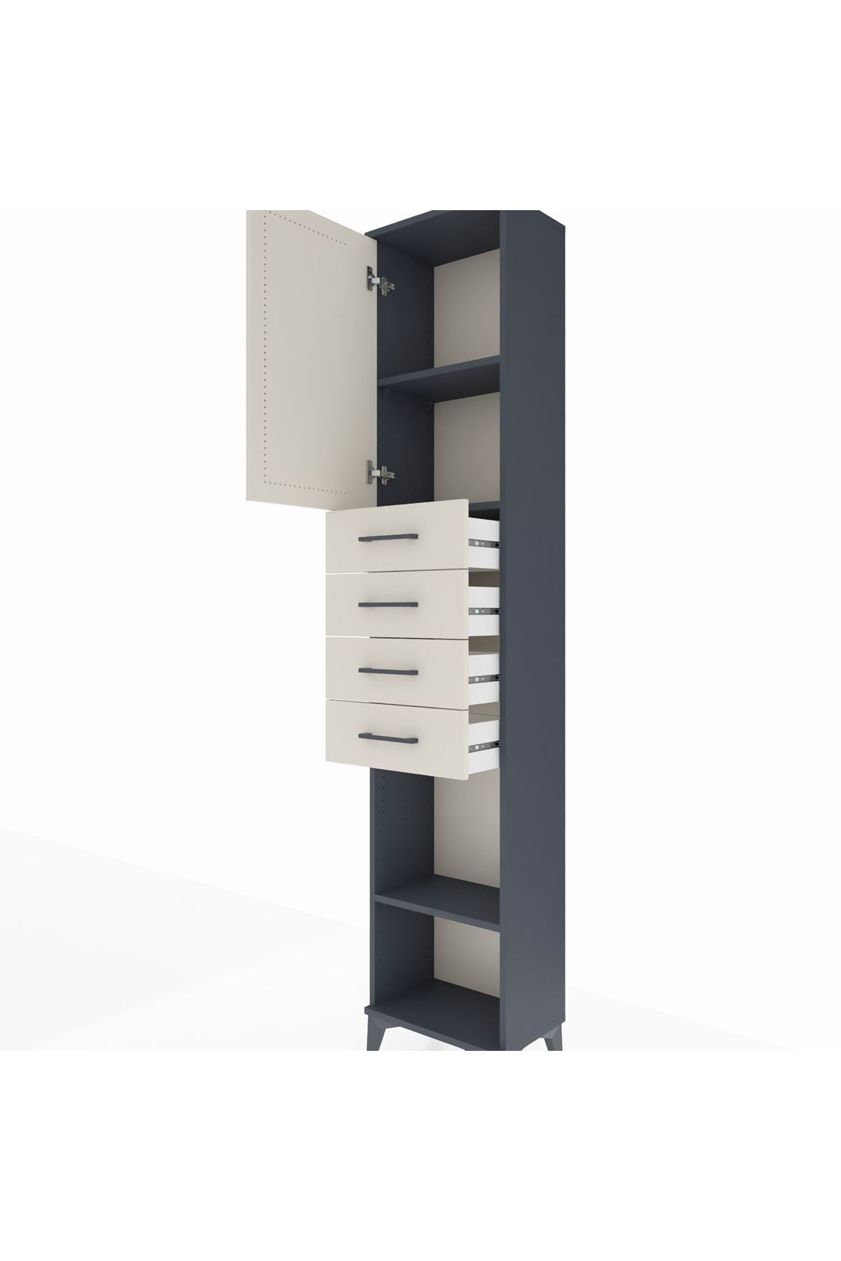 Arges Dolap 3 Raflı 4 Çekmeceli Tek Kapaklı 44x30x221 - S28M219V4A