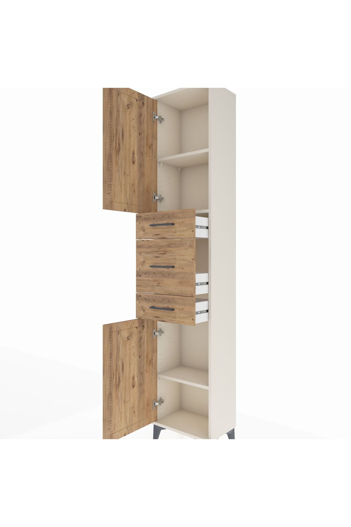 Arges Dolap 3 Raflı 3 Çekmeceli 2 Kapaklı 44x30x221 - S28M221V3A