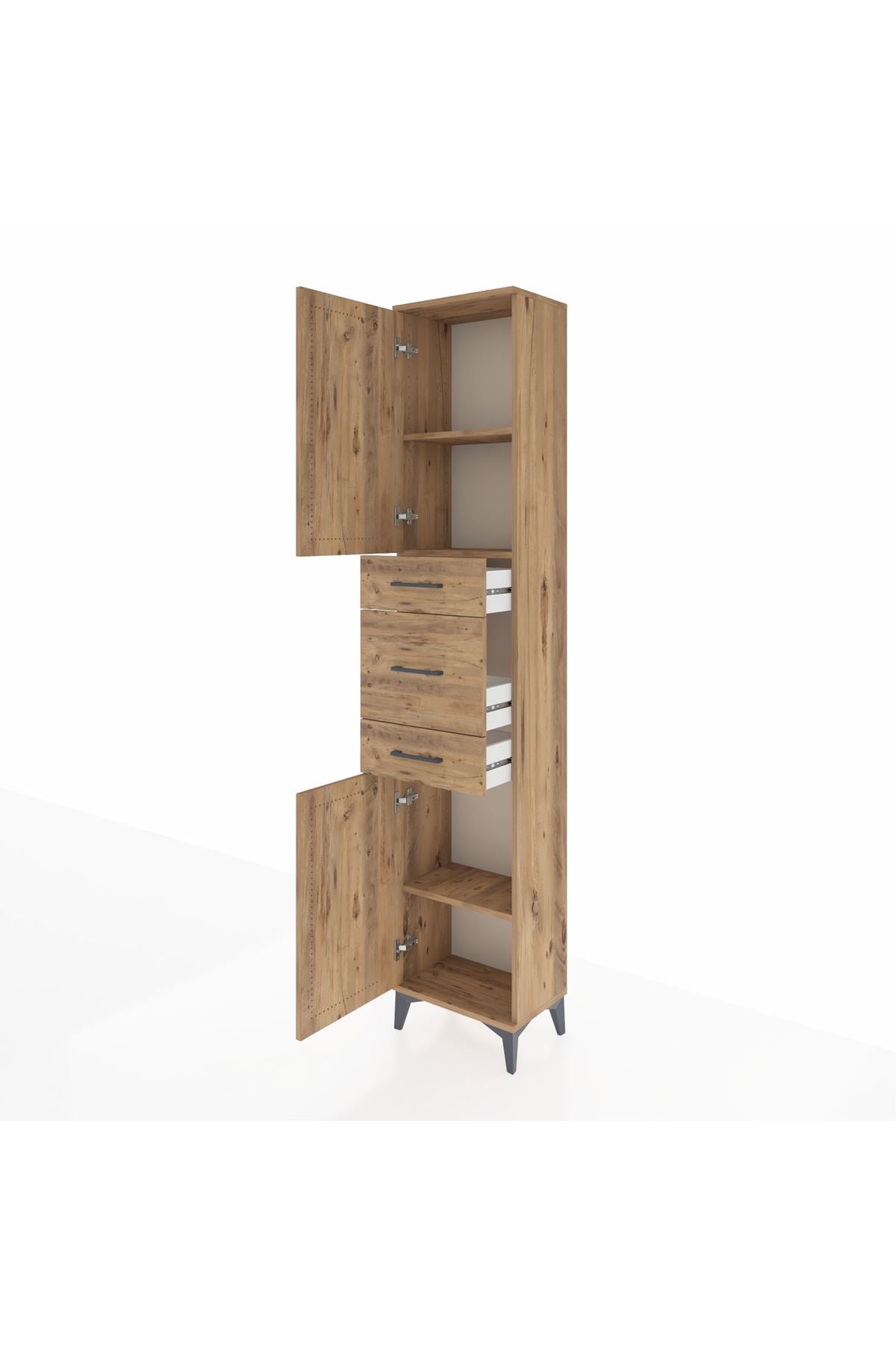 Arges Dolap 3 Raflı 3 Çekmeceli 2 Kapaklı 44x30x221 - S28M221V9A