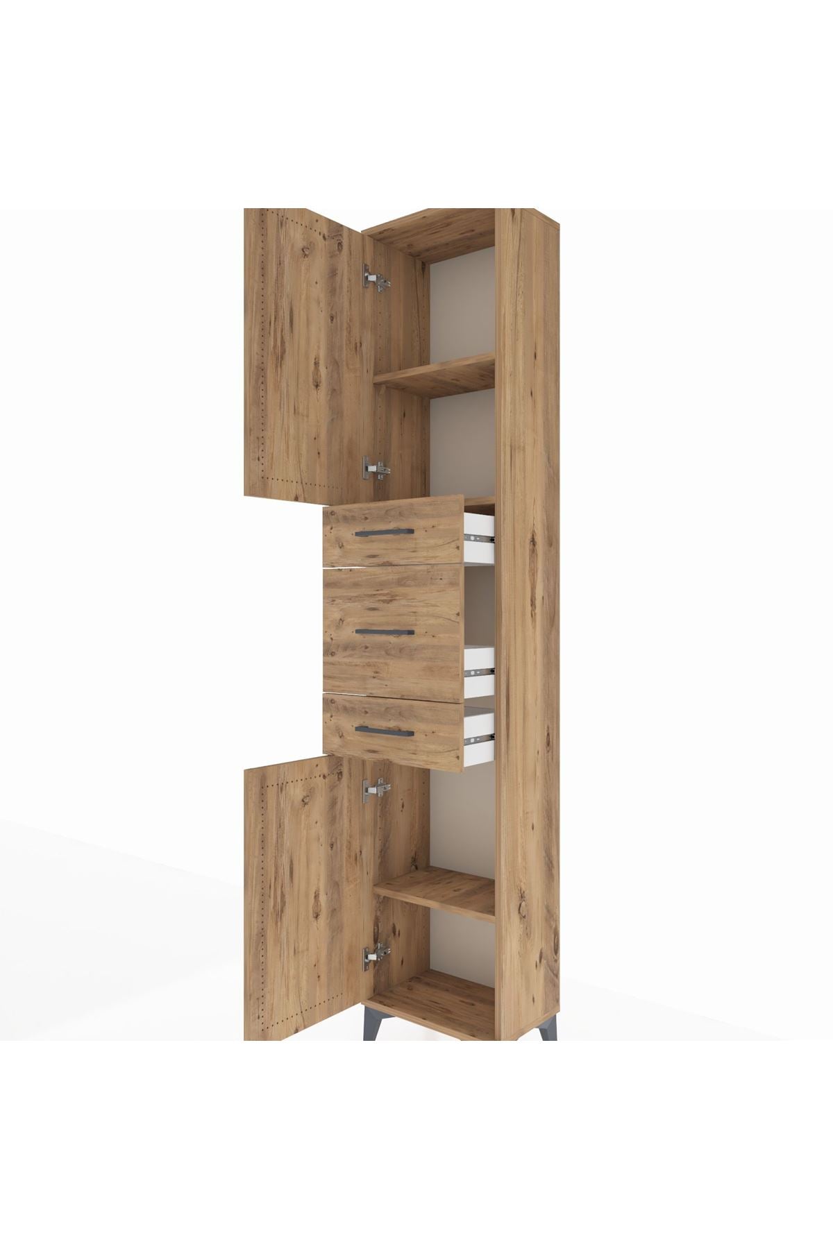 Arges Dolap 3 Raflı 3 Çekmeceli 2 Kapaklı 44x30x221 - S28M221V9A