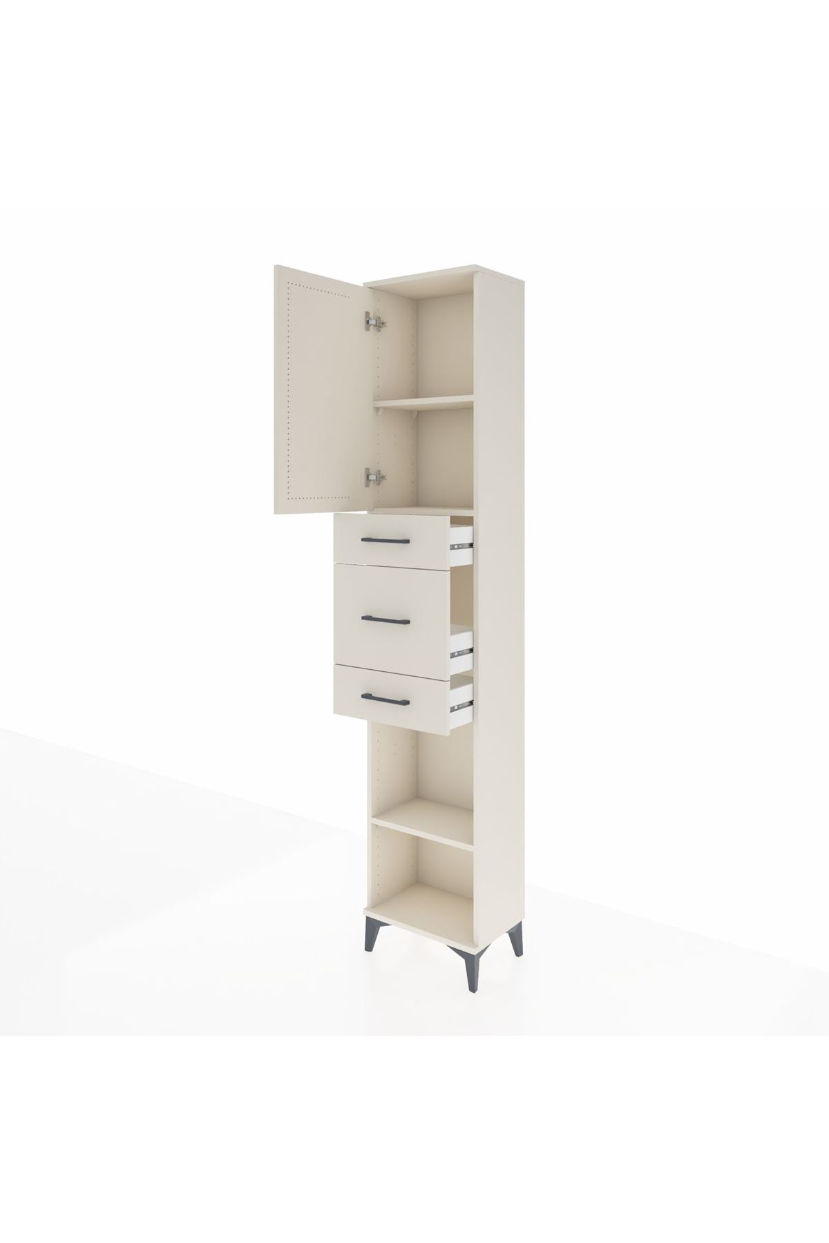 Arges Dolap 3 Raflı 3 Çekmeceli Tek Kapaklı 44x30x221 - S28M223V1A