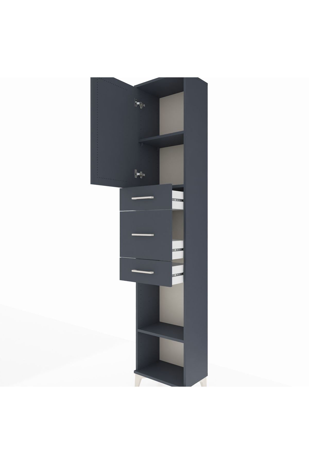 Arges Dolap 3 Raflı 3 Çekmeceli Tek Kapaklı 44x30x221 - S28M223V5A