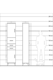 Arges Dolap 3 Raflı 3 Çekmeceli 2 Kapaklı 44x30x221 - S28M225V2A