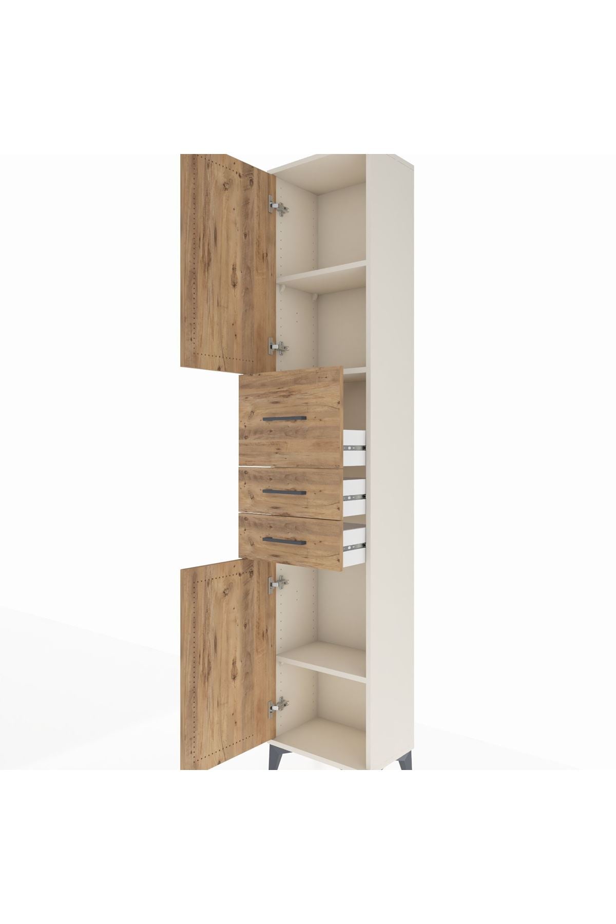 Arges Dolap 3 Raflı 3 Çekmeceli 2 Kapaklı 44x30x221 - S28M225V3A