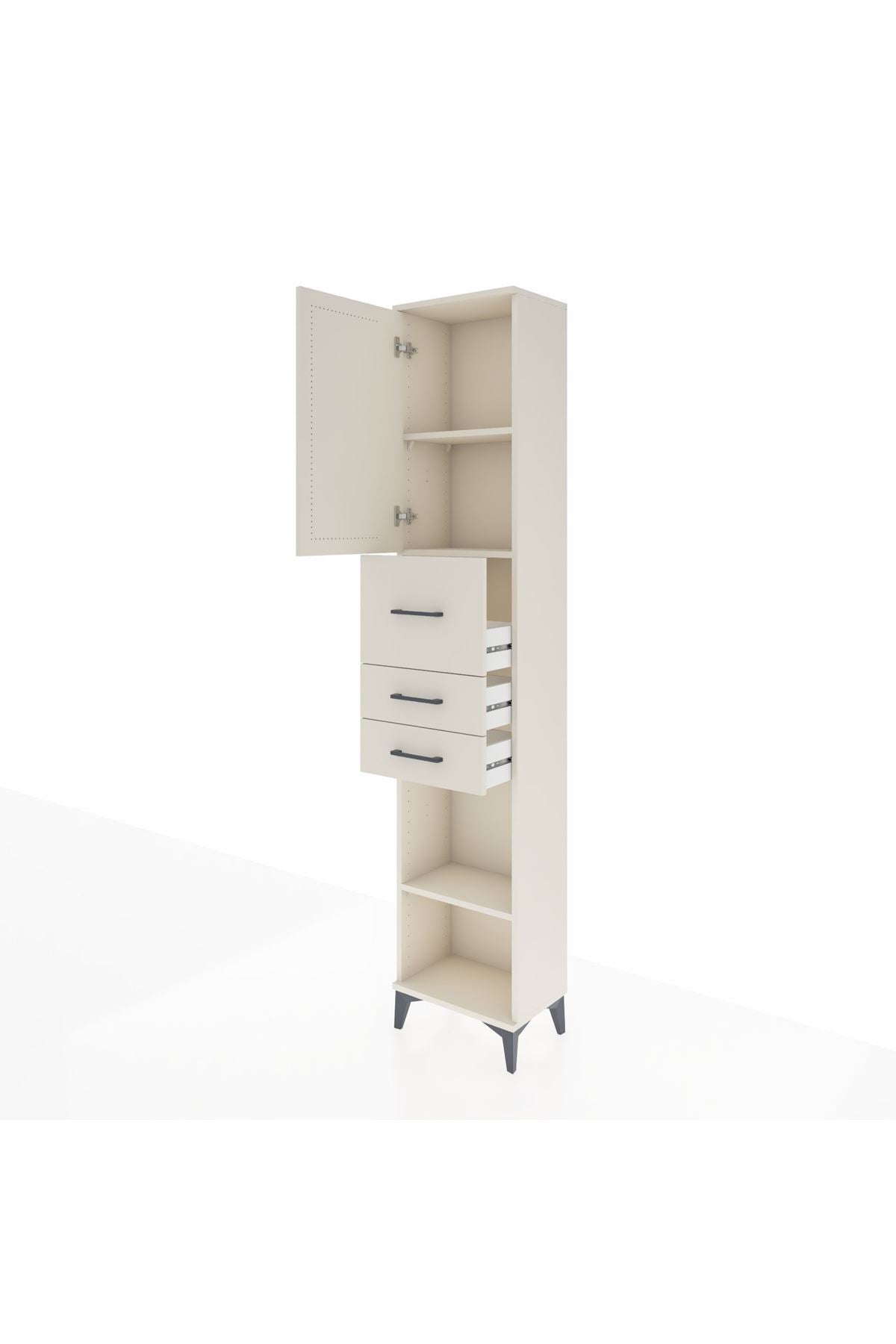 Arges Dolap 3 Raflı 3 Çekmeceli Tek Kapaklı 44x30x221 - S28M226V1A
