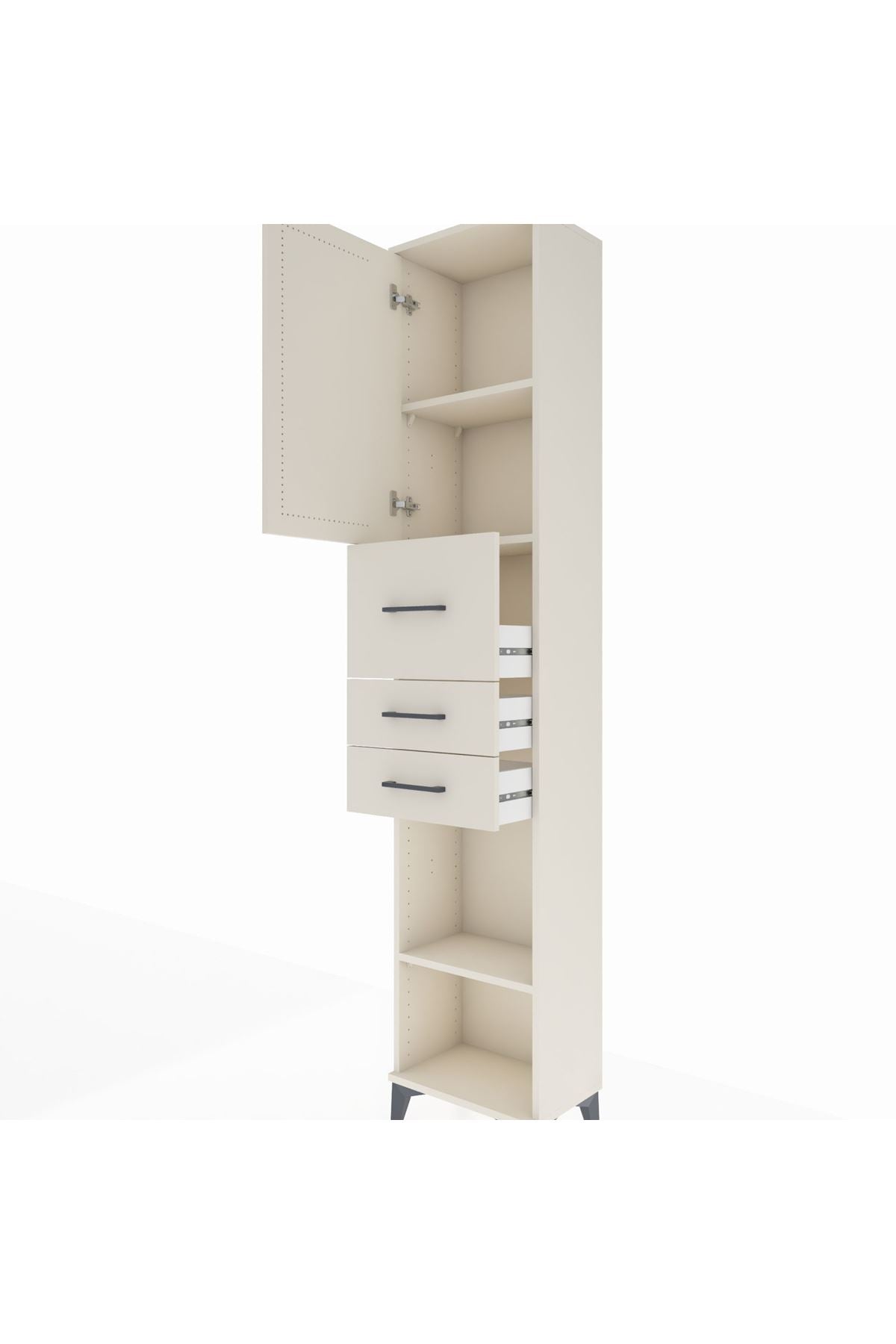 Arges Dolap 3 Raflı 3 Çekmeceli Tek Kapaklı 44x30x221 - S28M226V1A